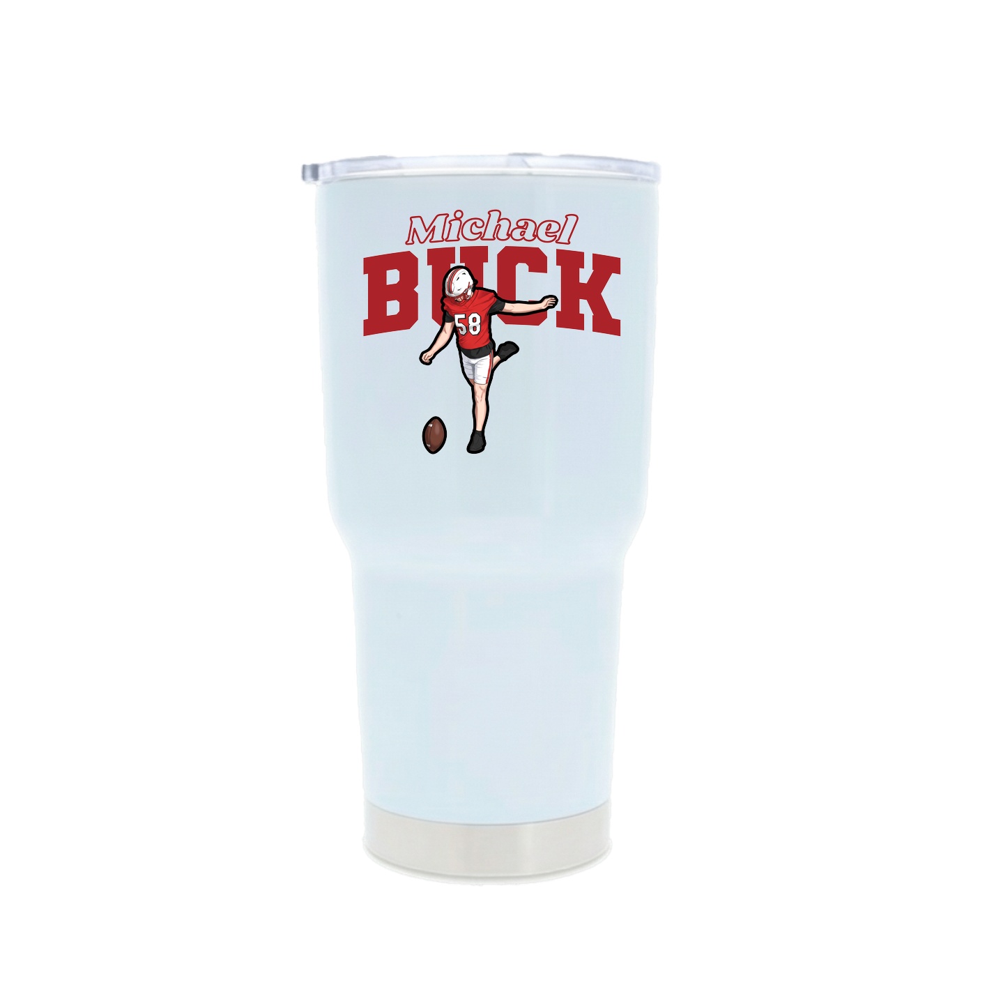 30oz Stainless Steel Tumbler — Name Arch in White
