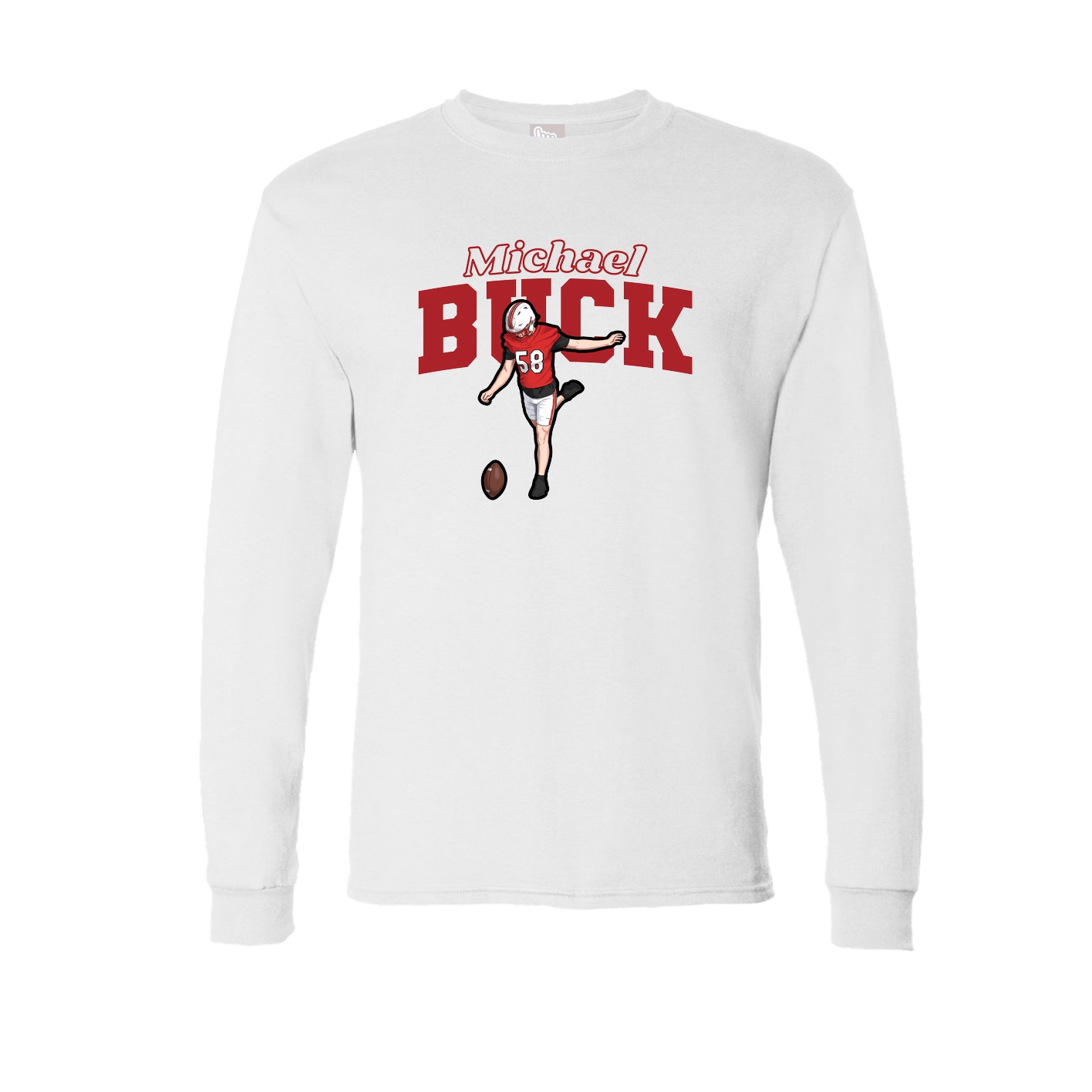 Long Sleeve Tee — Name Arch in White