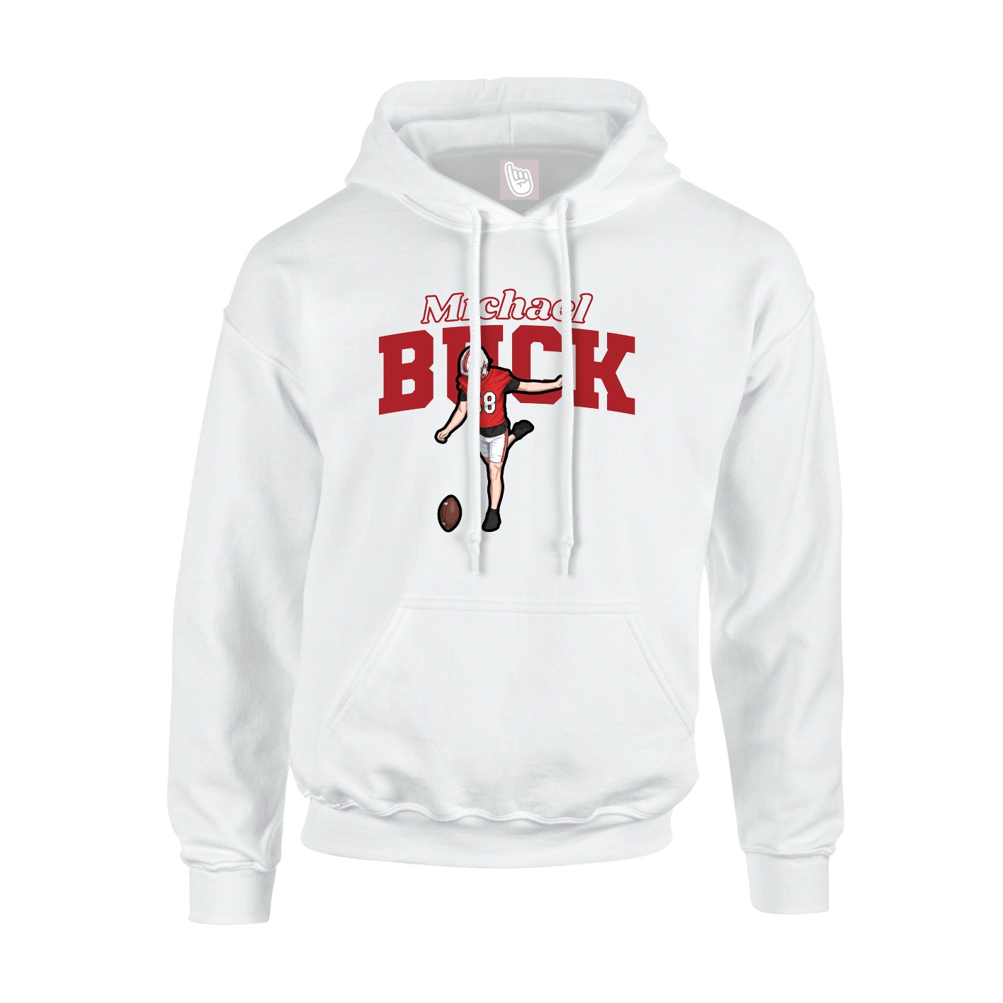 Youth Hoodie — Name Arch in White