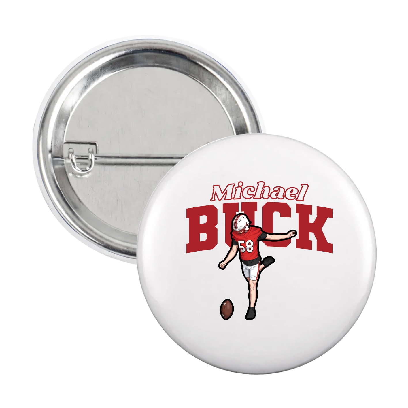 Game Day Button — Name Arch in White