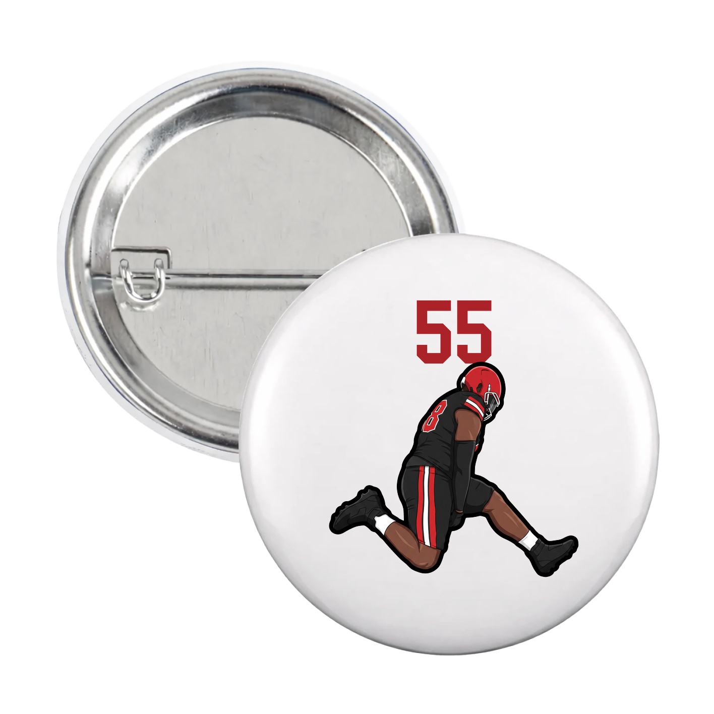 Game Day Button — Number Top in White