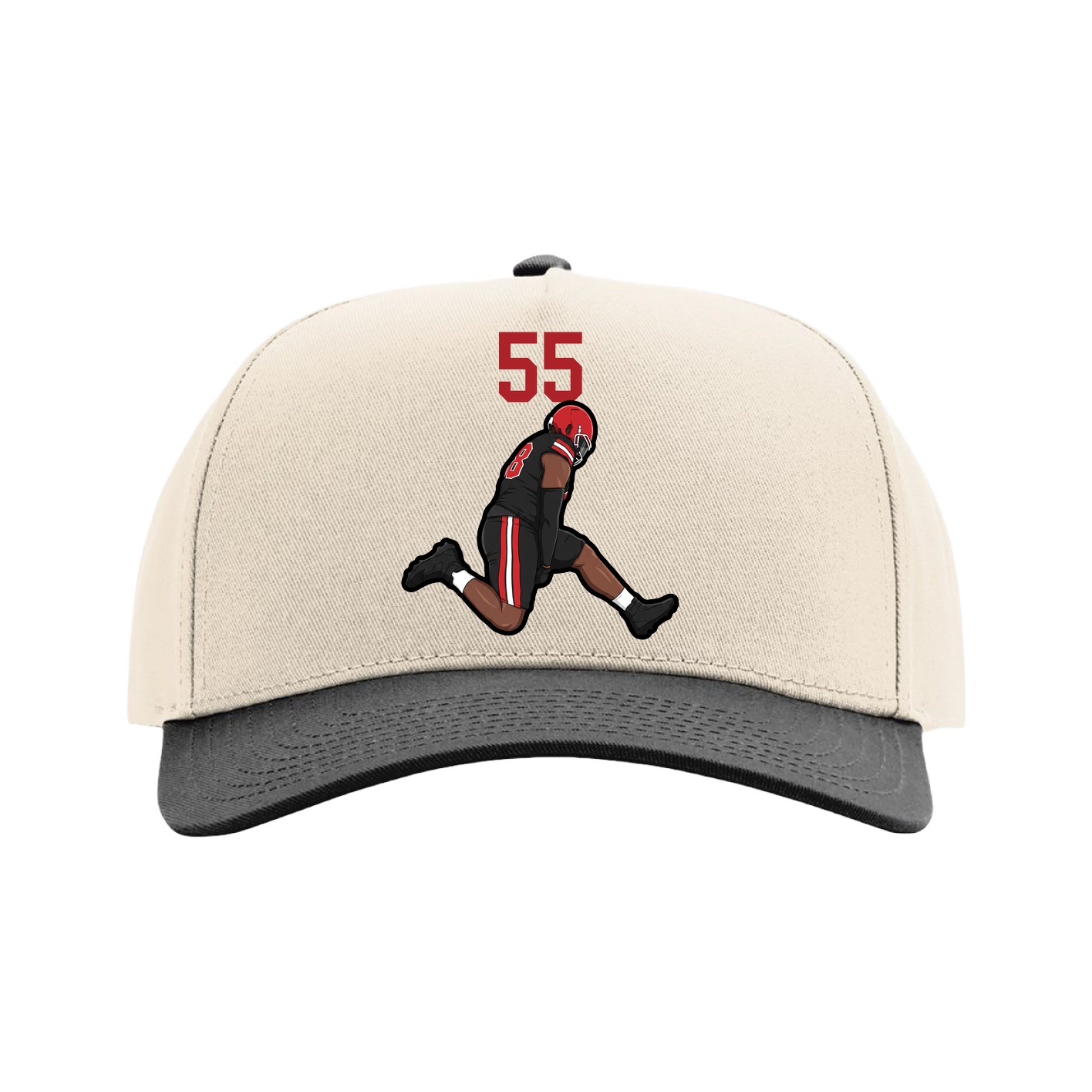 Full Fabric Five-Panel Champ Cap — Number Top in Cream/Black