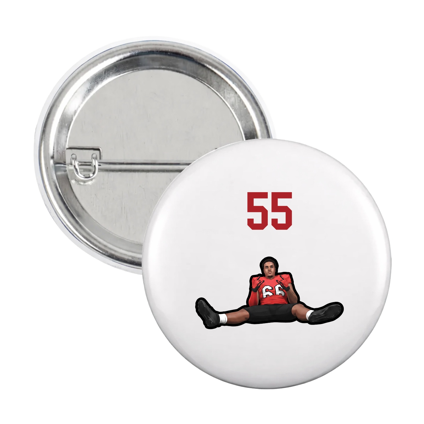 Game Day Button — Number Top in White