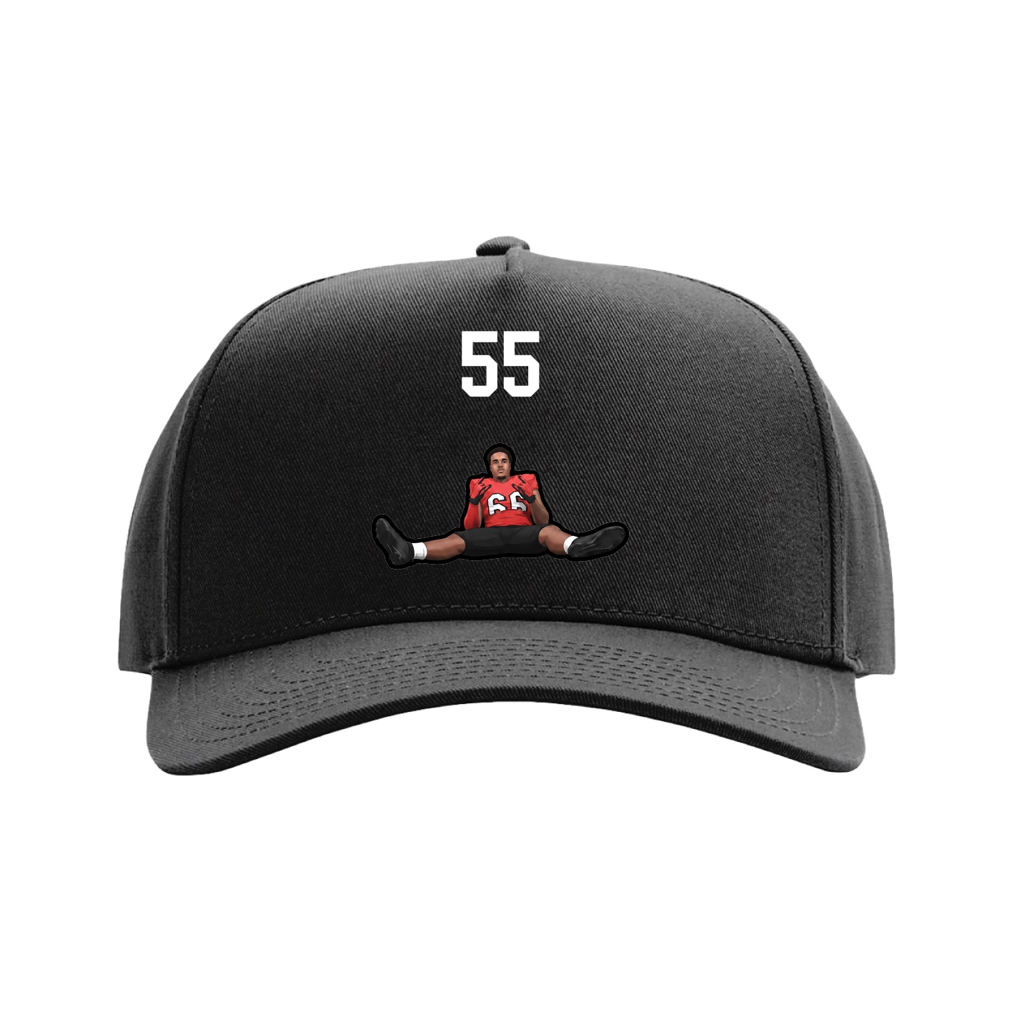 Full Fabric Five-Panel Champ Cap — Number Top in Black