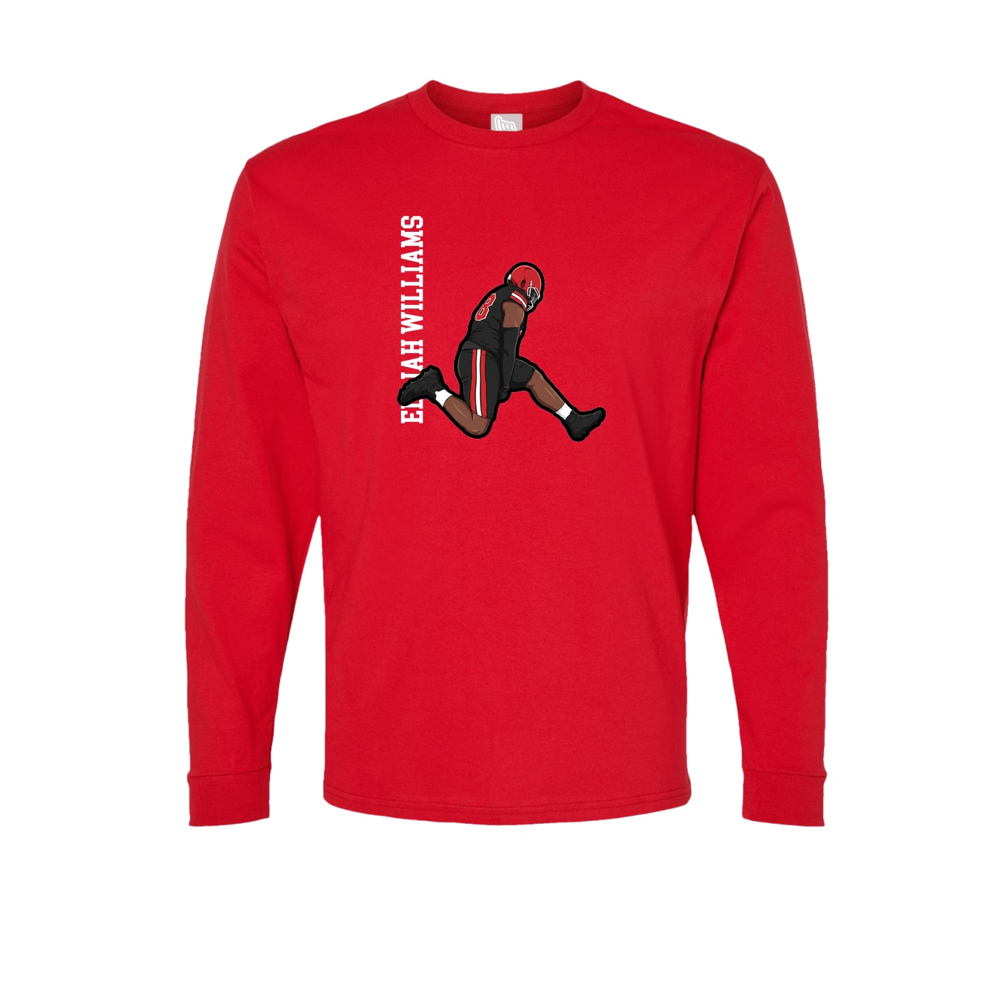 Long Sleeve Tee — Name Vertical in Red