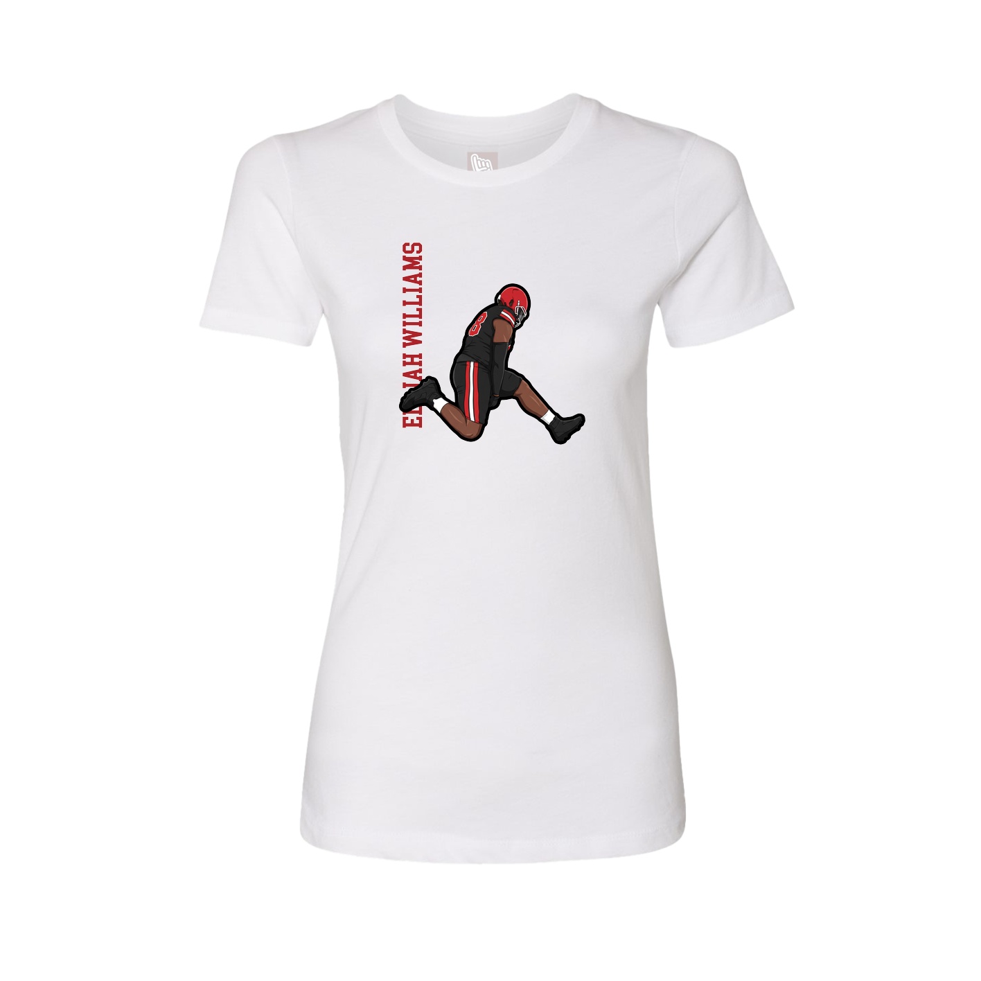 Fitted Women's Tee — Name Vertical in White
