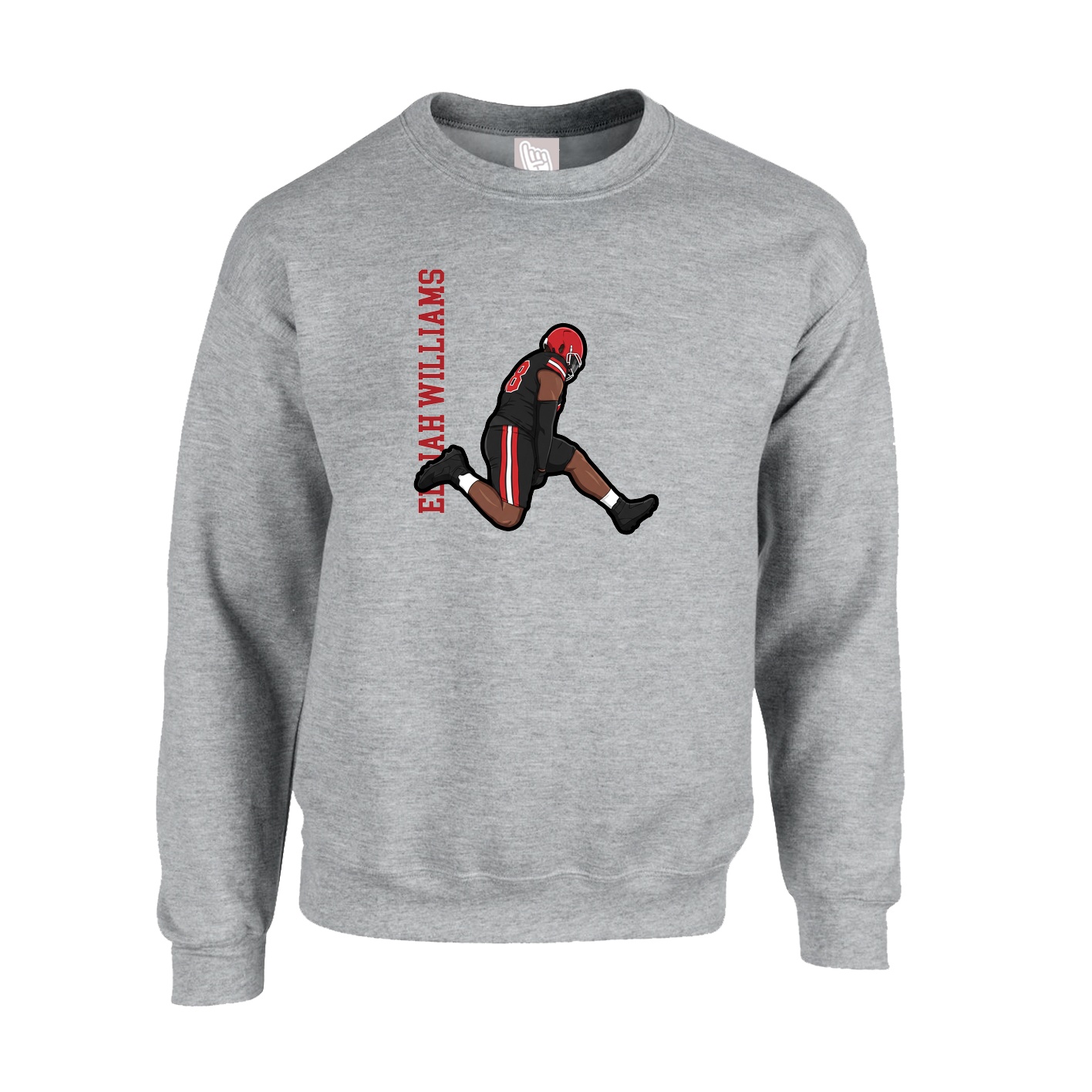 Fleece Crew — Name Vertical in Grey