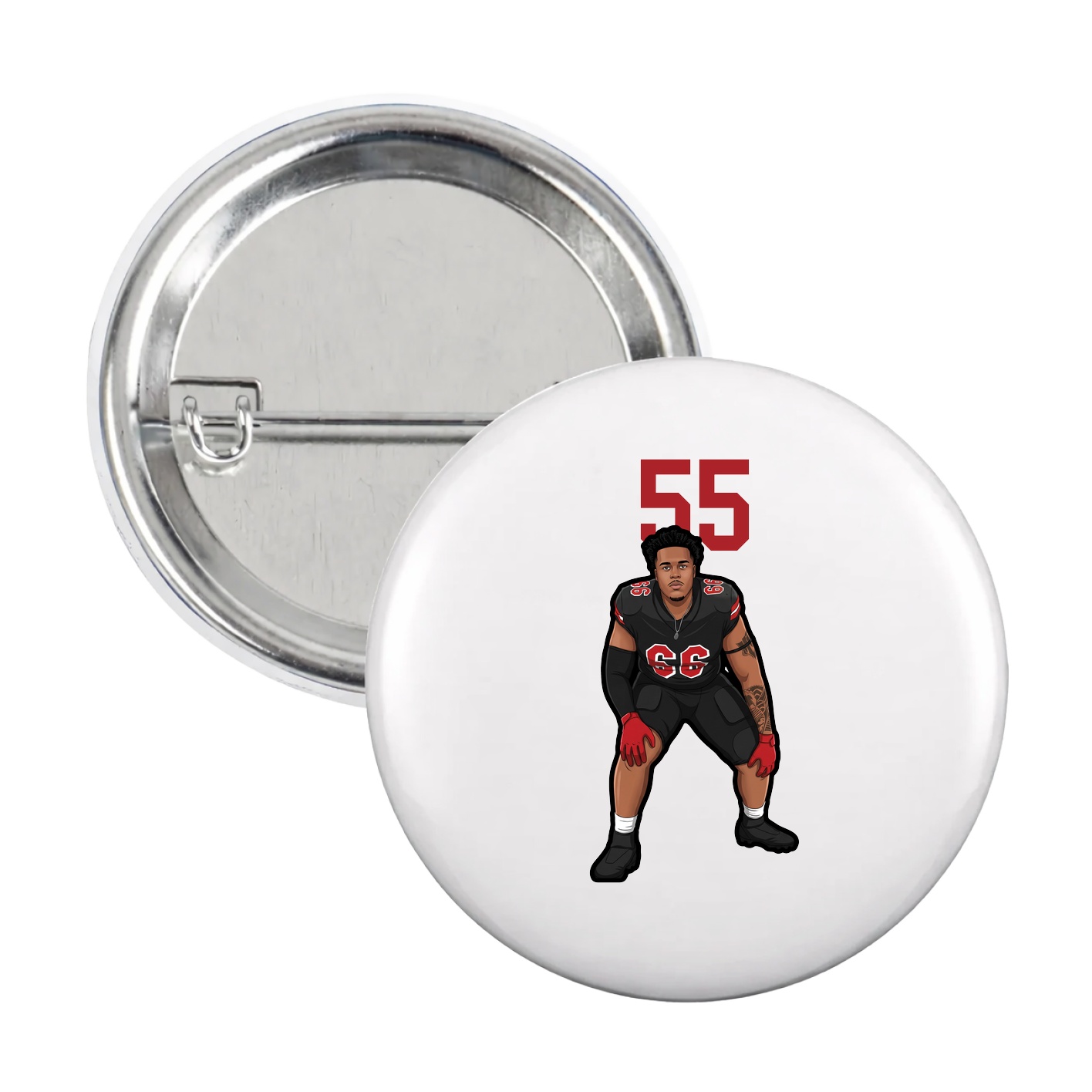Game Day Button — Number Top in White