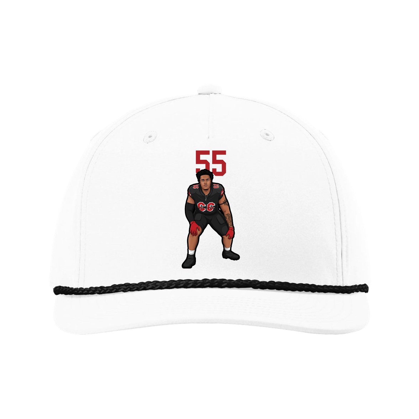 Five-Panel Classic Rope Cap — Number Top in White