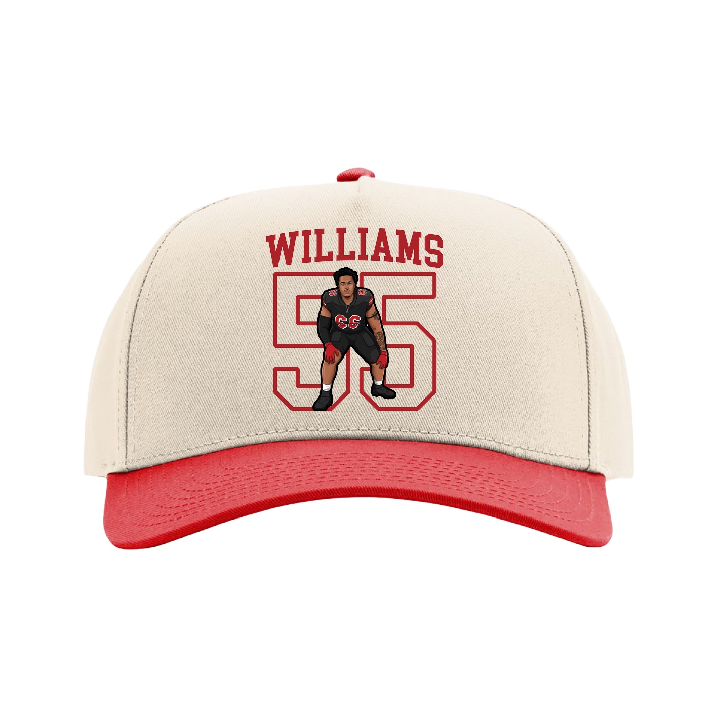 Full Fabric Five-Panel Champ Cap — Shirsey in Cream/Red
