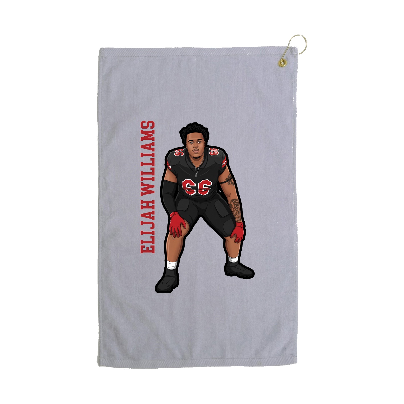 Golf Towel — Name Vertical in Grey