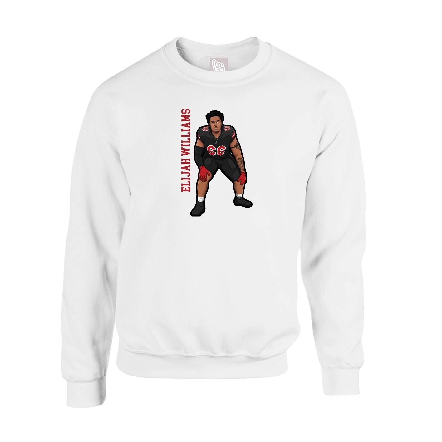 Fleece Crew — Name Vertical in White