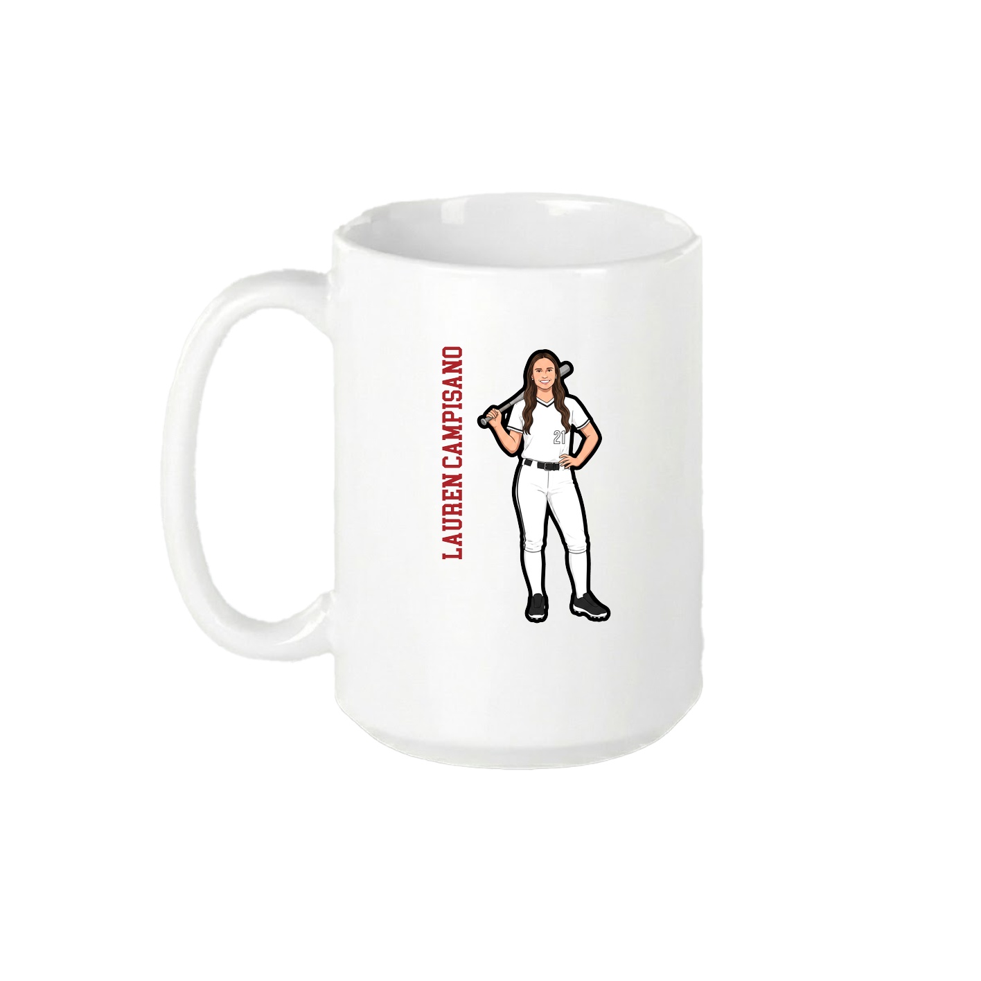 15oz Coffee Mug — Name Vertical in White
