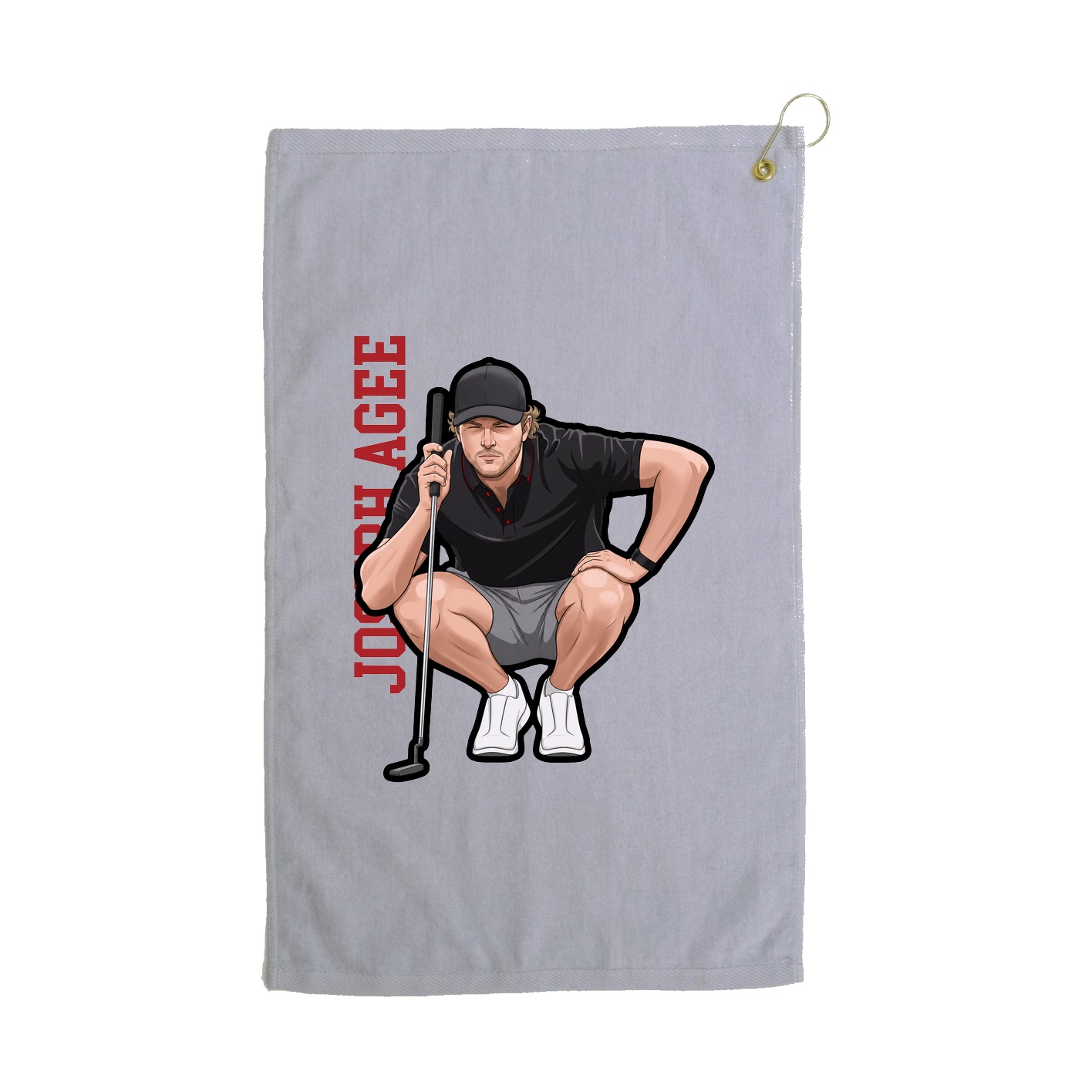 Golf Towel — Name Vertical in Grey