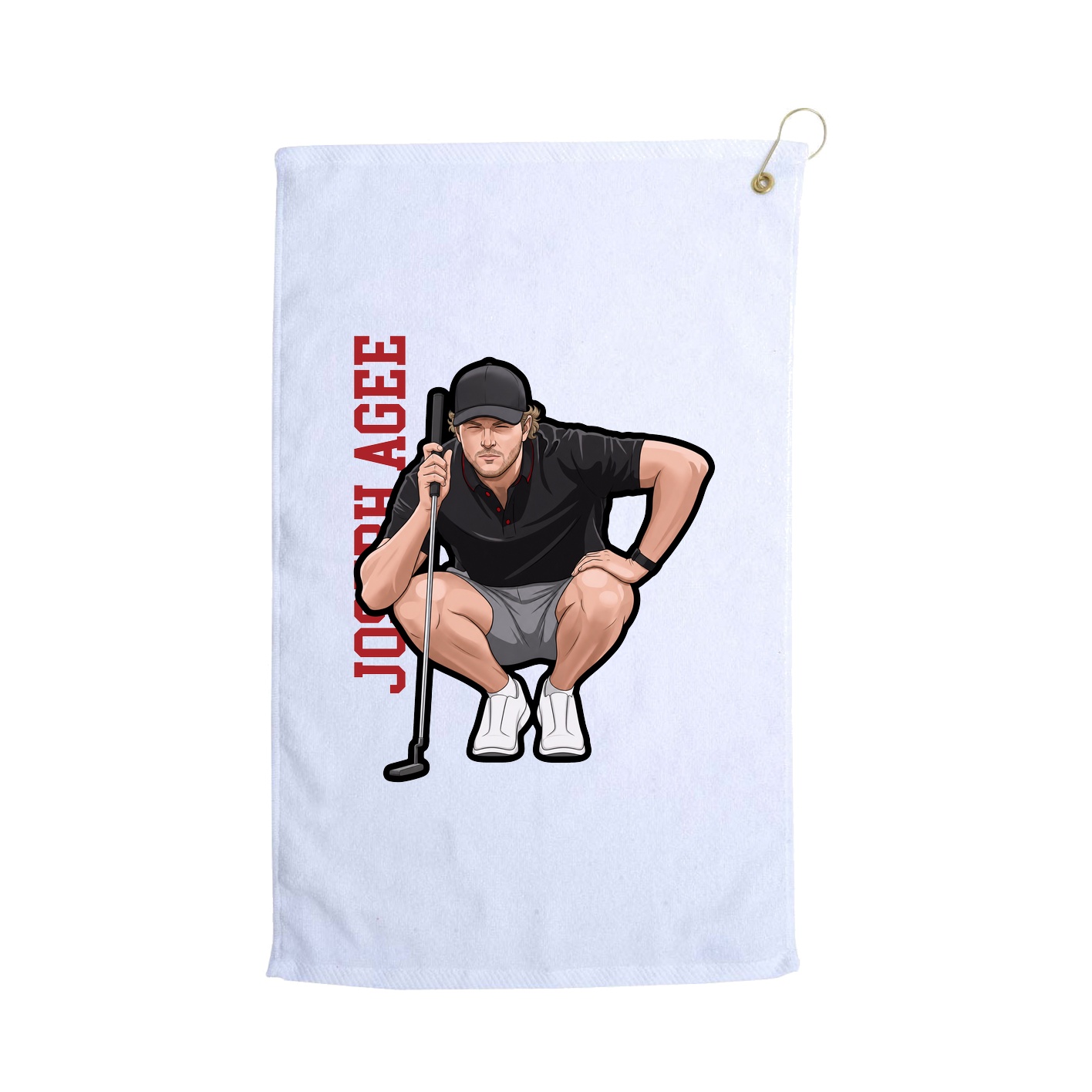 Golf Towel — Name Vertical in White
