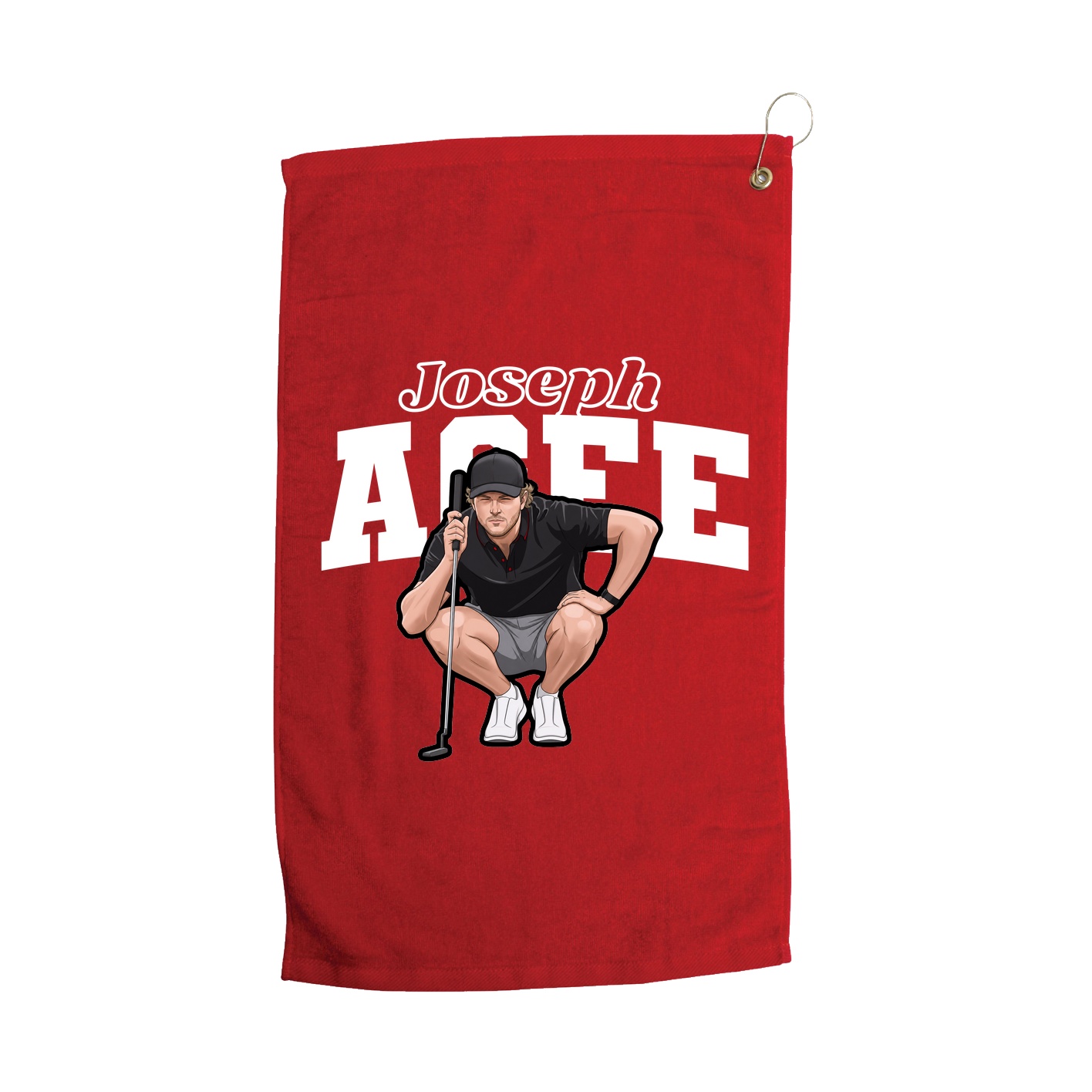 Golf Towel — Name Arch in Red