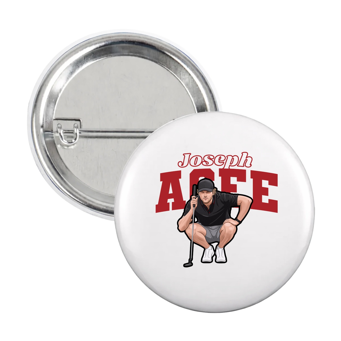 Game Day Button — Name Arch in White