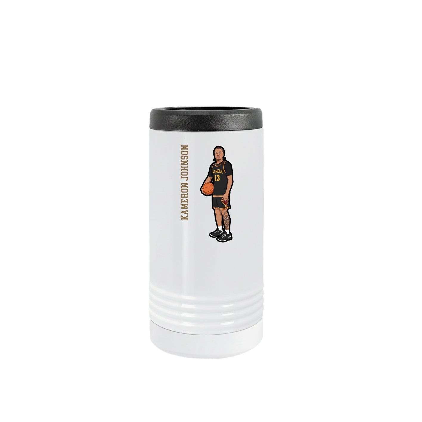 Slim Beverage Holder — Name Vertical in White