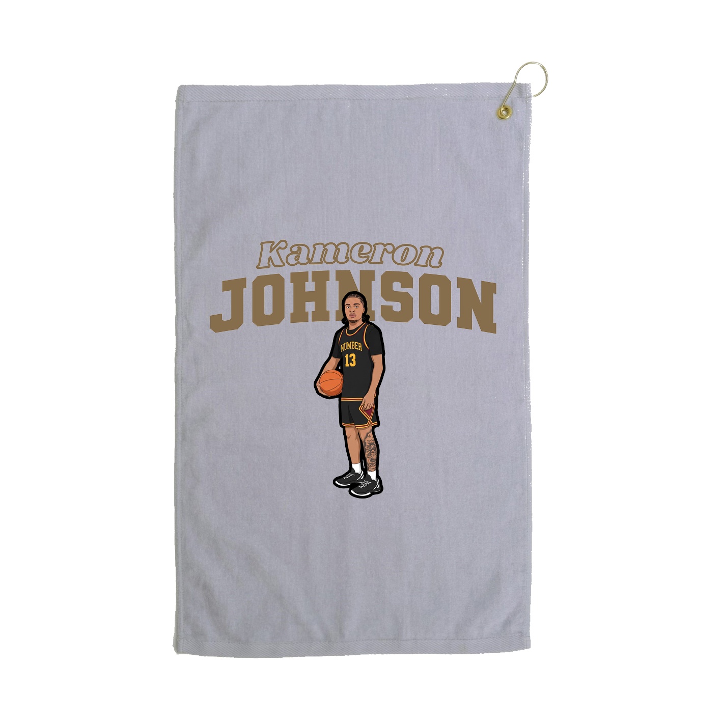 Golf Towel — Name Arch in Grey
