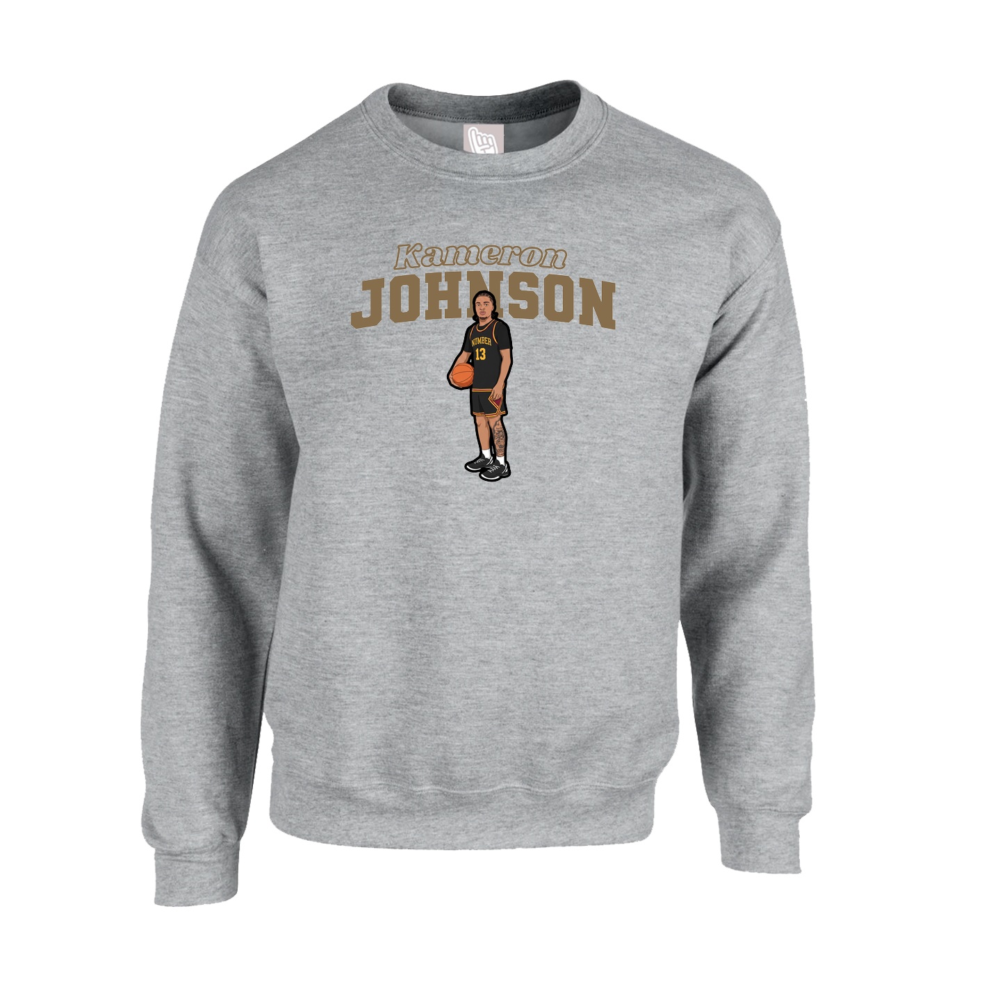 Fleece Crew — Name Arch in Grey
