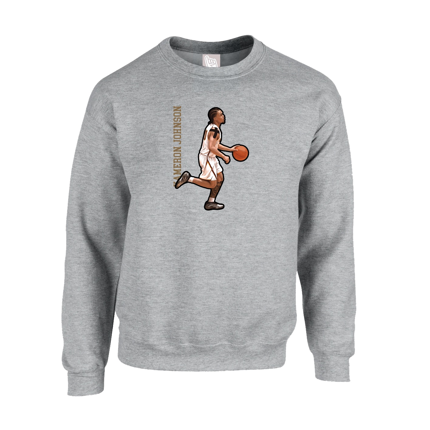 Fleece Crew — Name Vertical in Grey