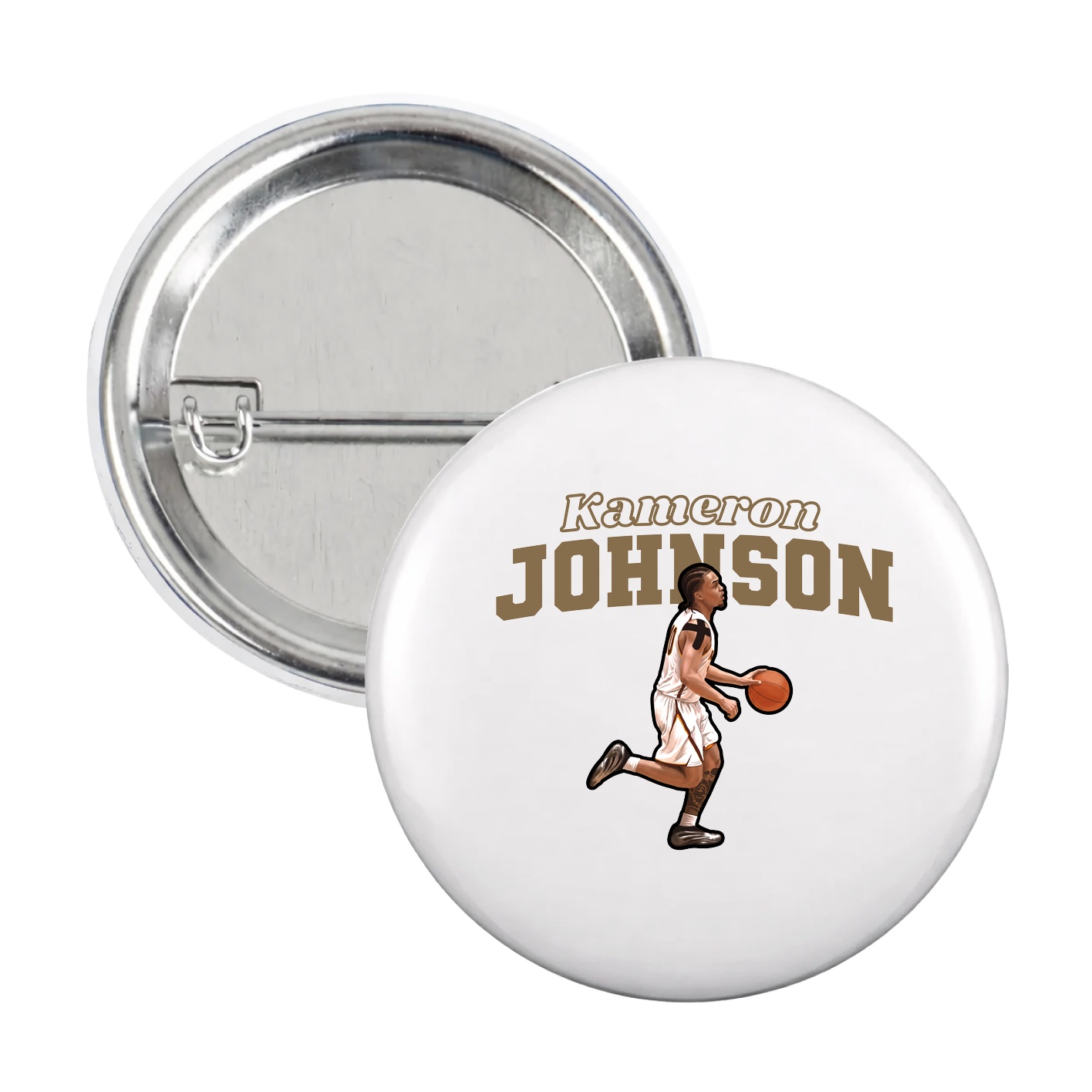 Game Day Button — Name Arch in White