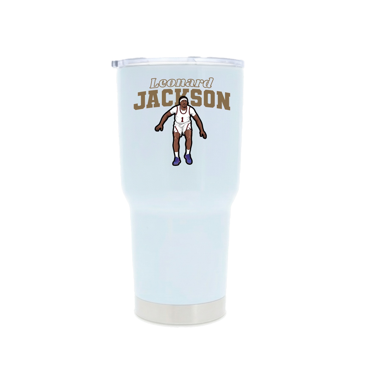 30oz Stainless Steel Tumbler — Name Arch in White