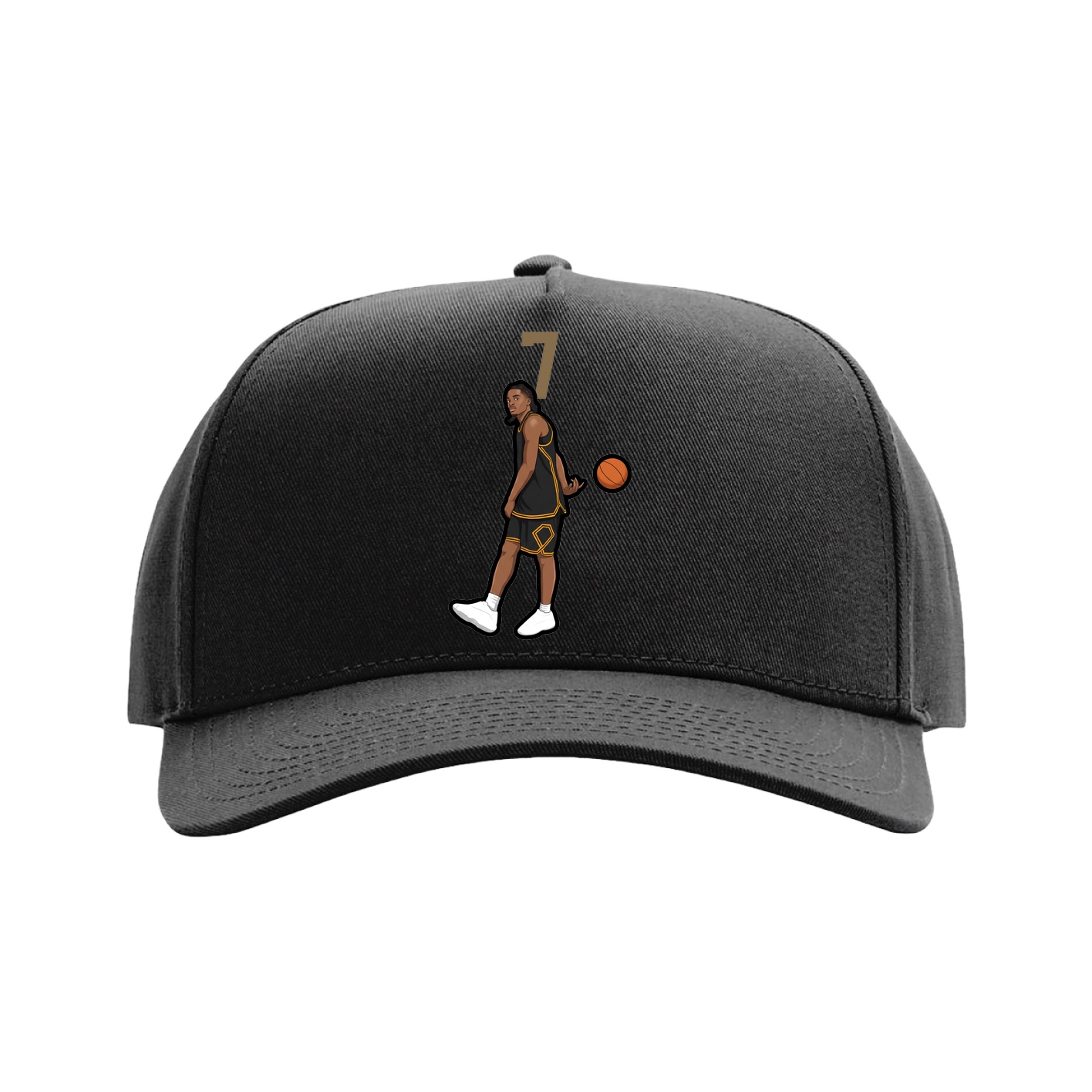 Full Fabric Five-Panel Champ Cap — Number Top in Black