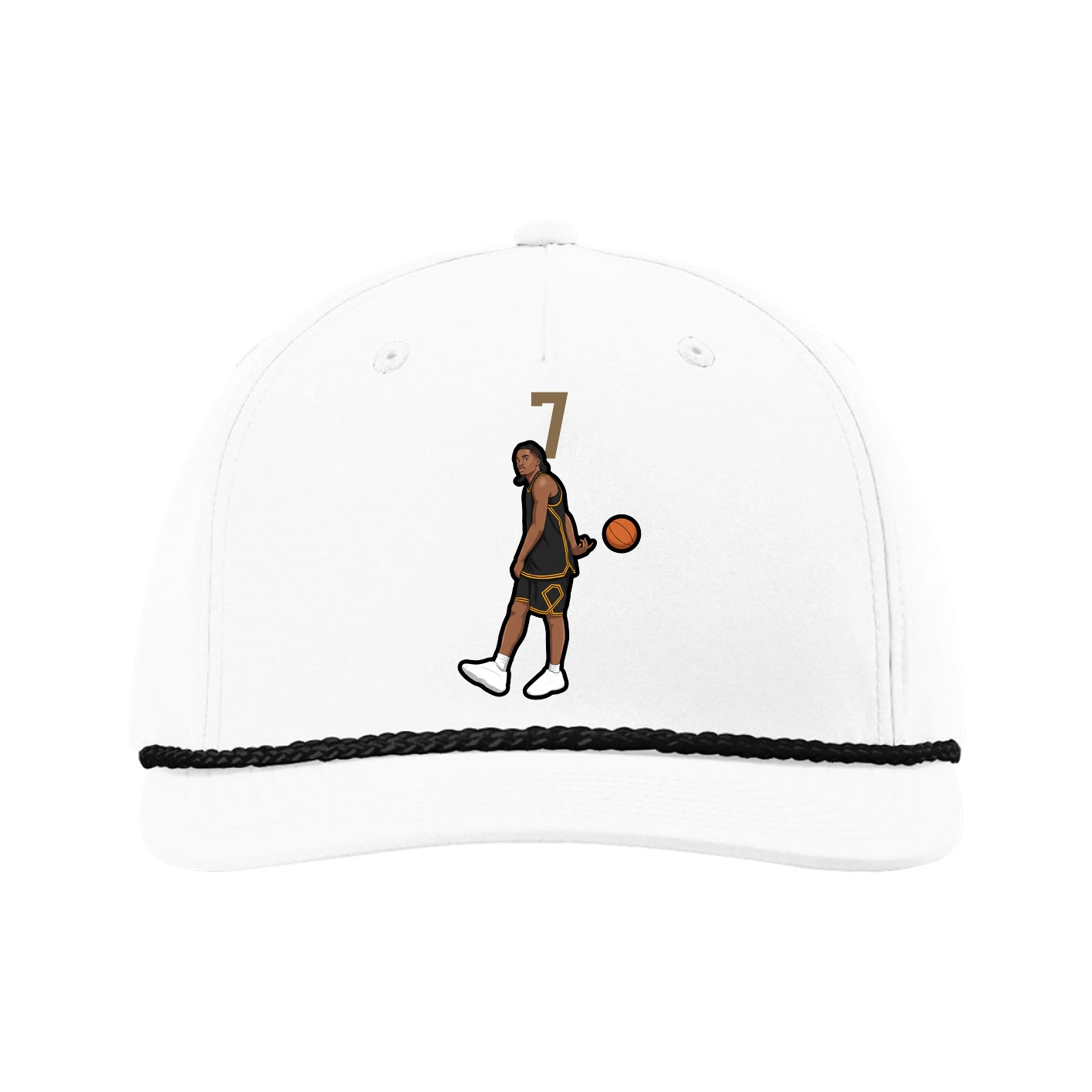 Five-Panel Classic Rope Cap — Number Top in White