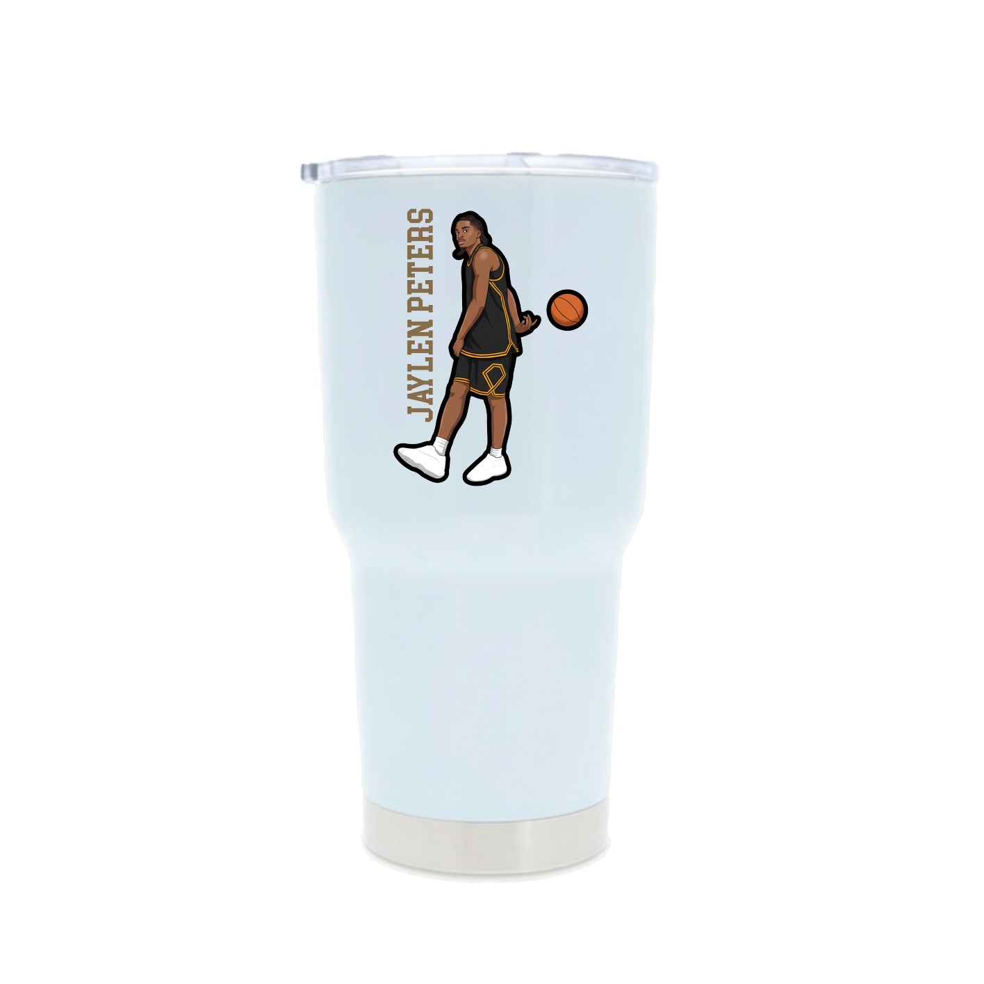 30oz Stainless Steel Tumbler — Name Vertical in White