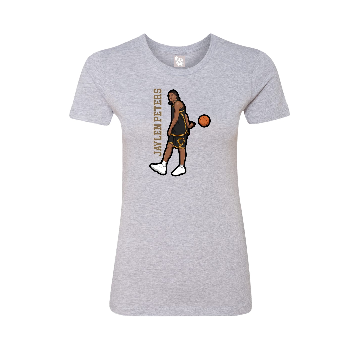 Fitted Women's Tee — Name Vertical in Grey