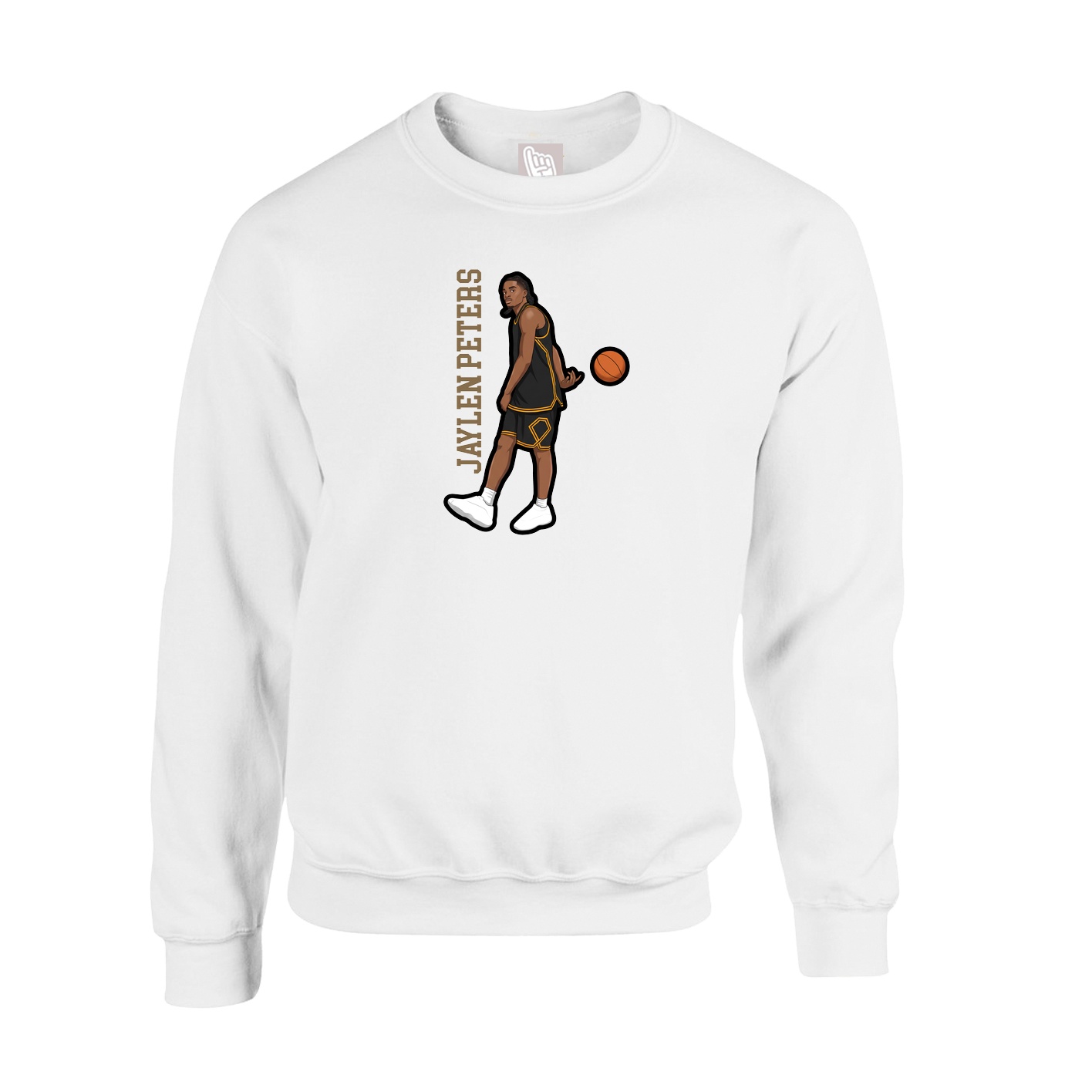 Fleece Crew — Name Vertical in White