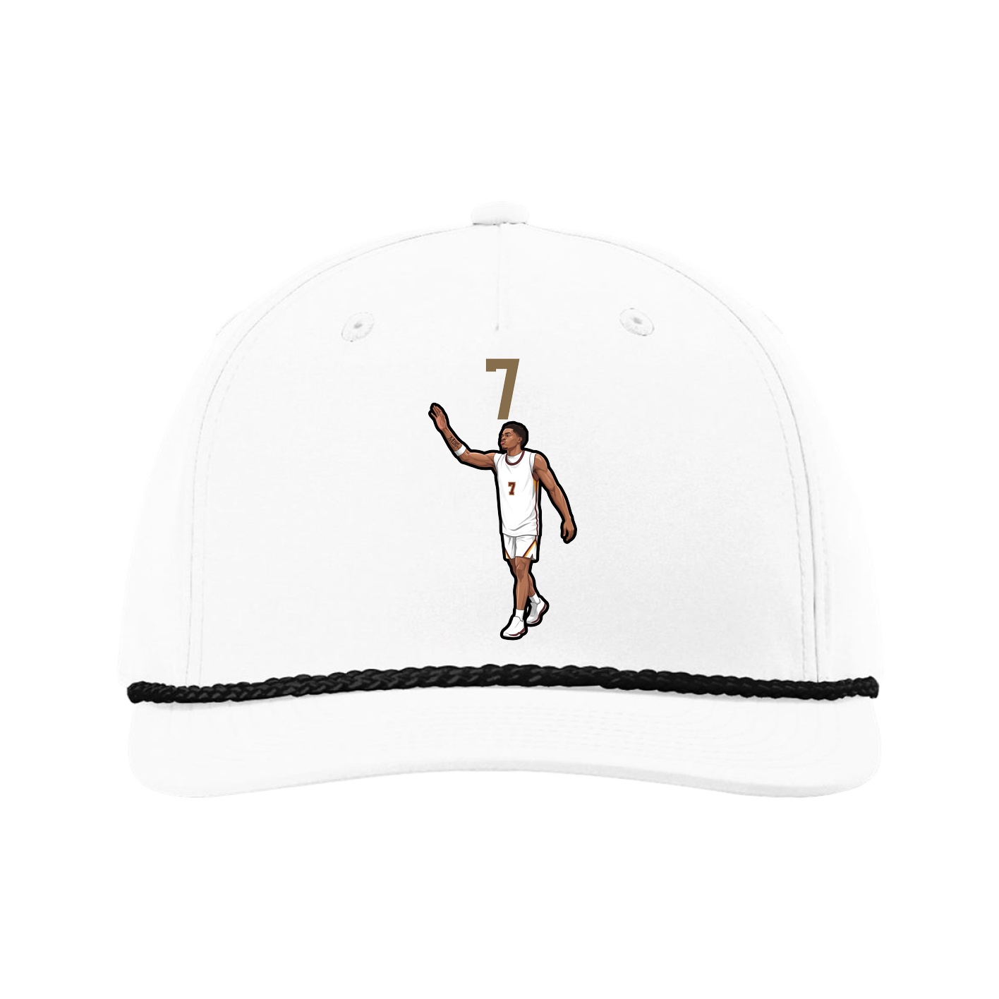 Five-Panel Classic Rope Cap — Number Top in White