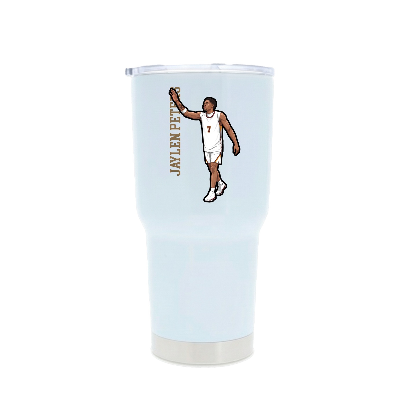 30oz Stainless Steel Tumbler — Name Vertical in White