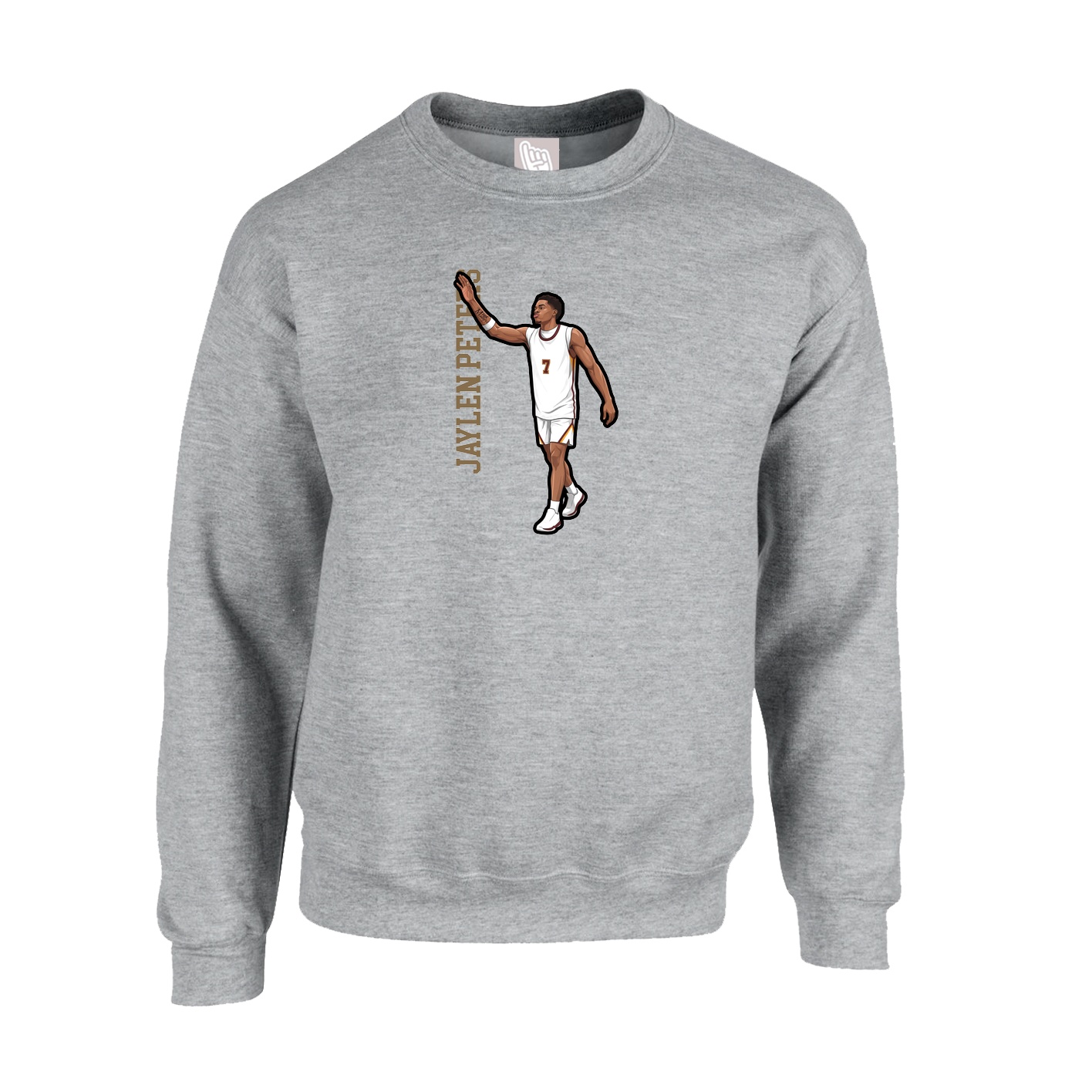 Fleece Crew — Name Vertical in Grey