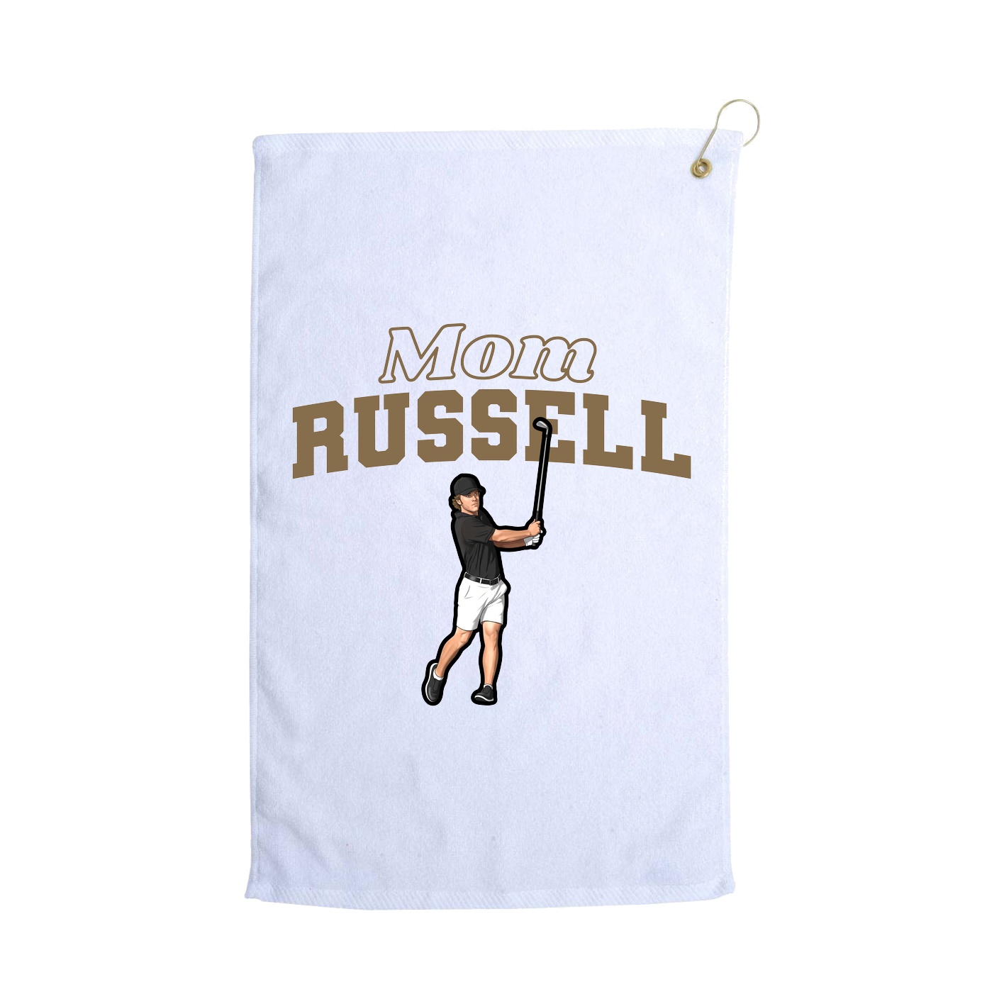 Golf Towel — Mothers Day Block in White