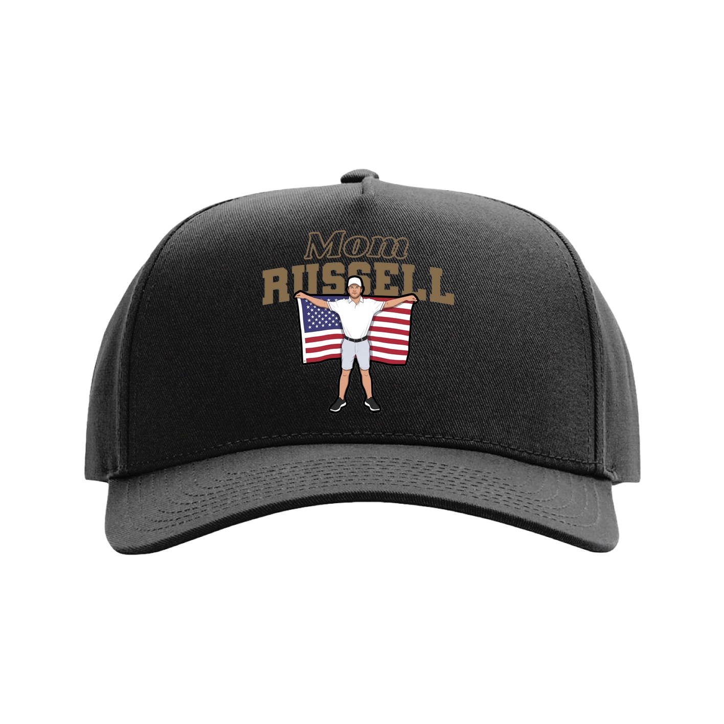 Full Fabric Five-Panel Champ Cap — Mothers Day Block in Black