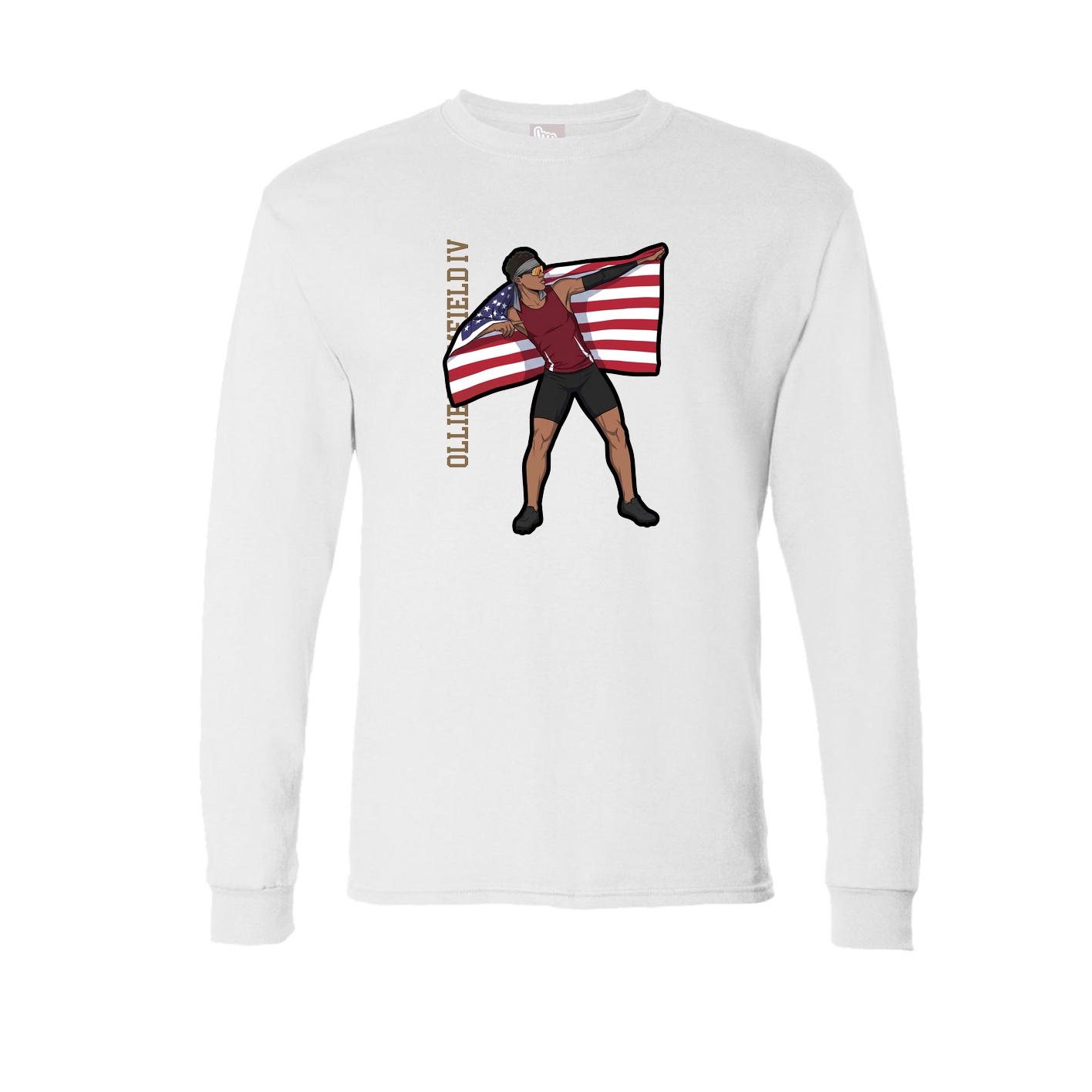 Long Sleeve Tee — Name Vertical in White