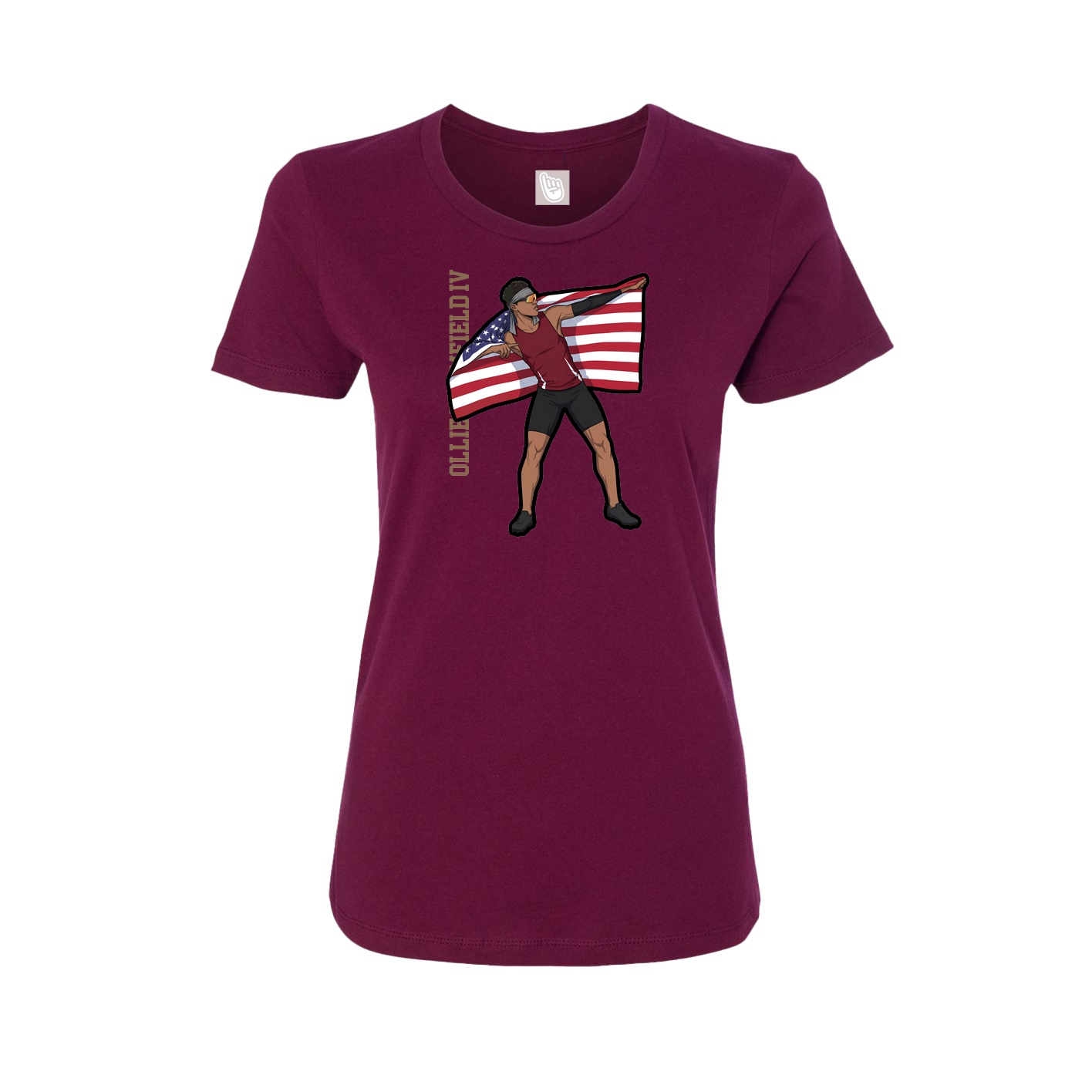 Womens Tee — Name Vertical in Maroon