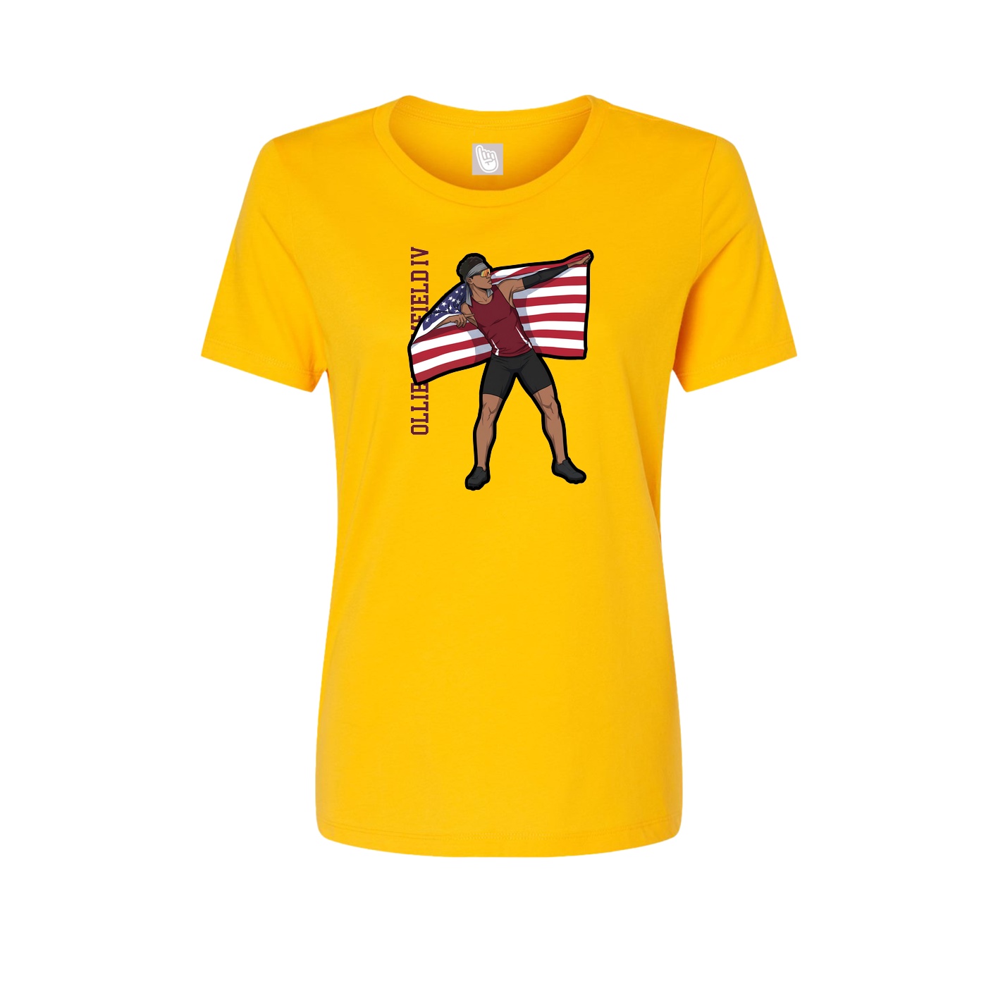 Fitted Women's Tee — Name Vertical in Gold