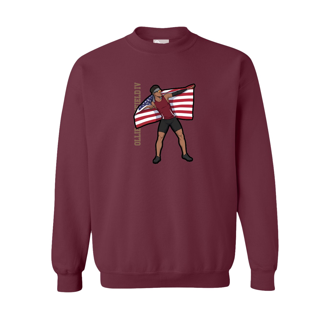 Fleece Crew — Name Vertical in Maroon