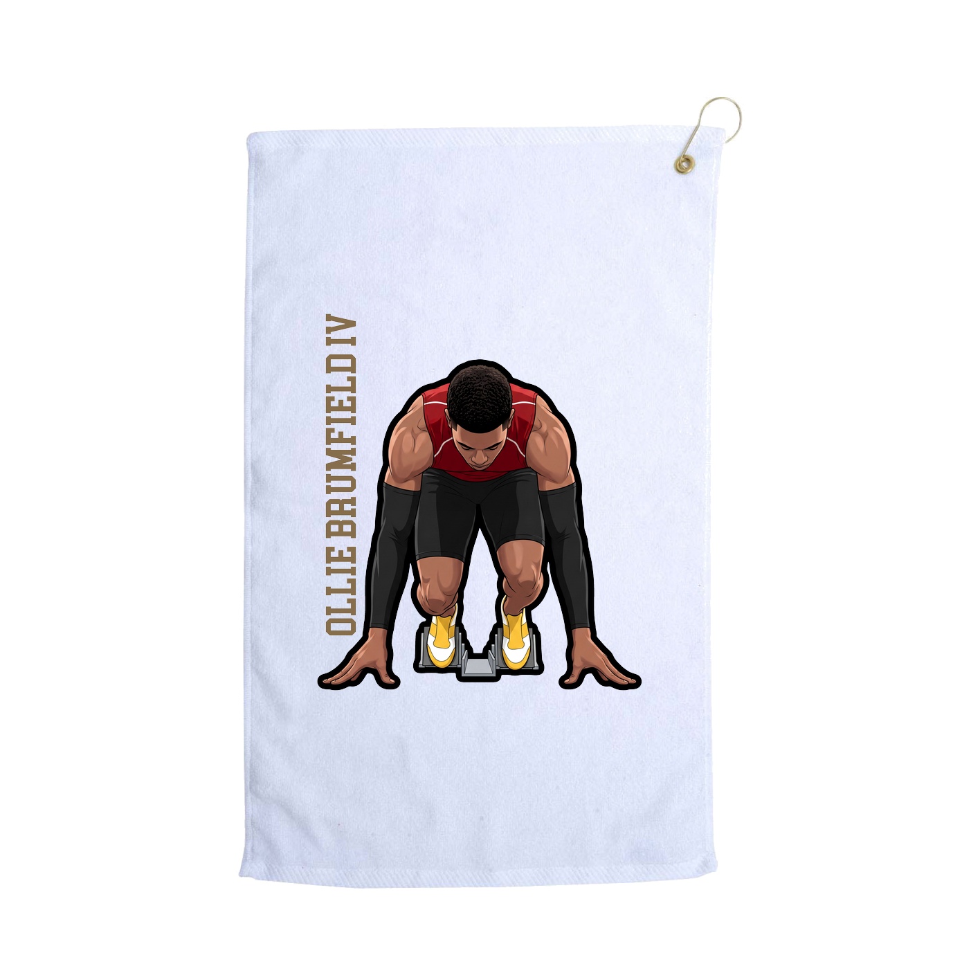 Golf Towel — Name Vertical in White