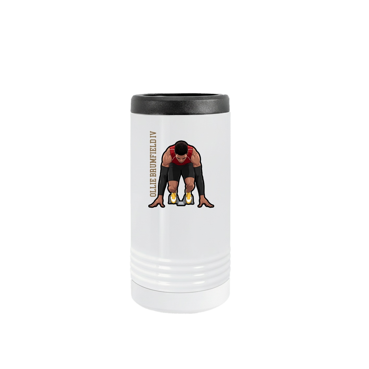 Slim Beverage Holder — Name Vertical in White