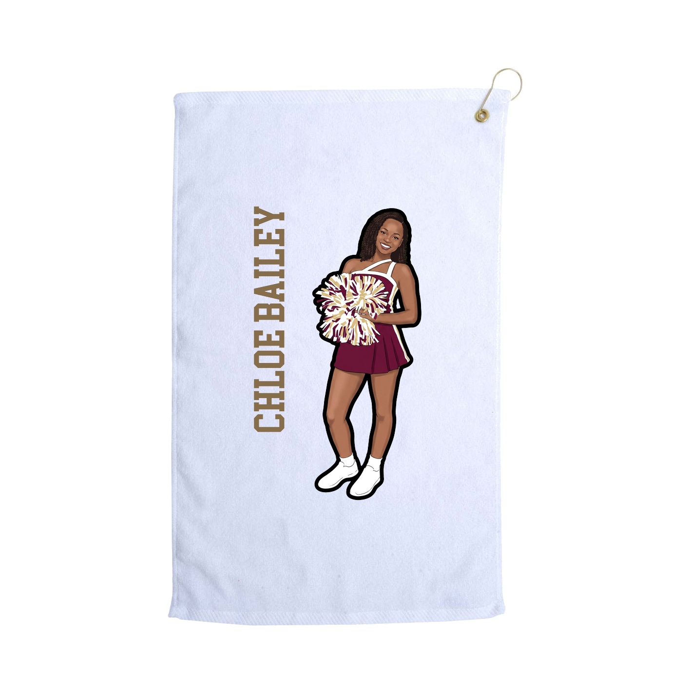 Golf Towel — Name Vertical in White