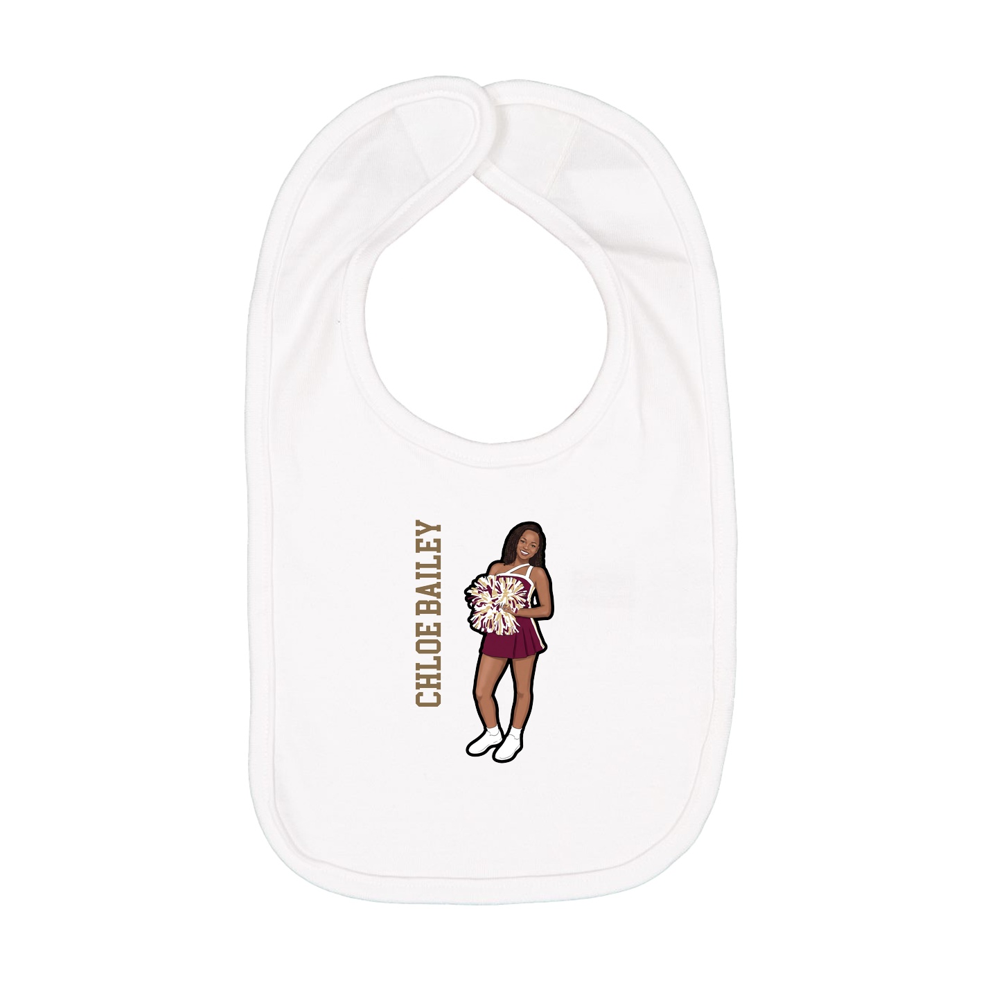 Infant Bib — Name Vertical in White