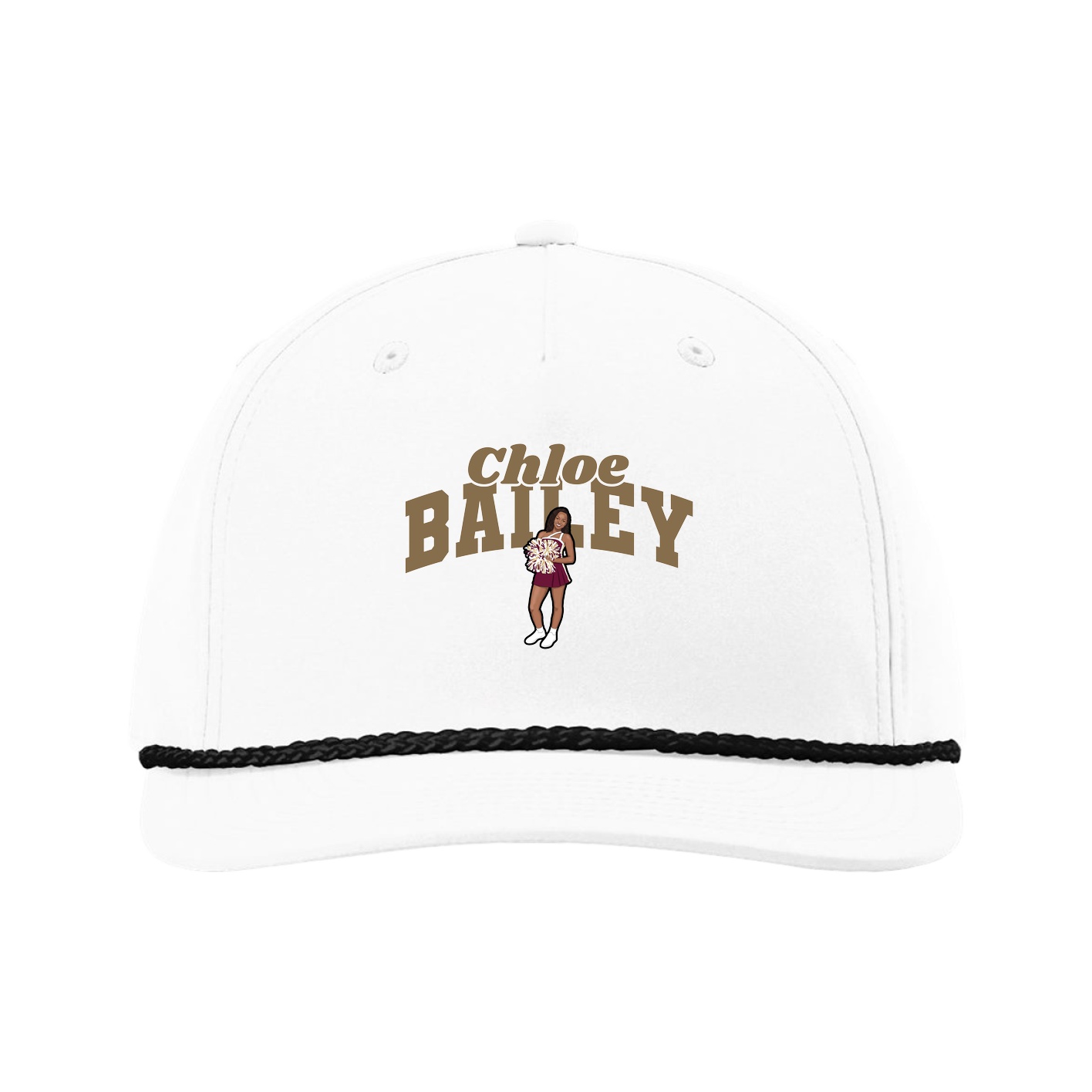 Five-Panel Classic Rope Cap — Signature Arch in White