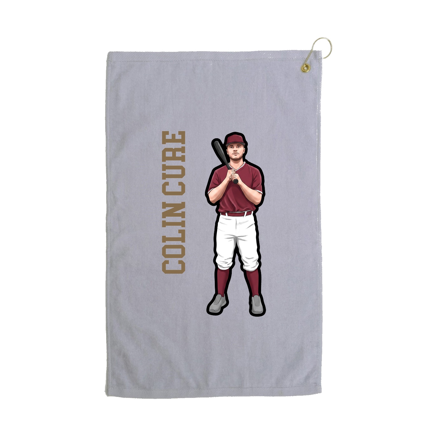 Golf Towel — Name Vertical in Grey