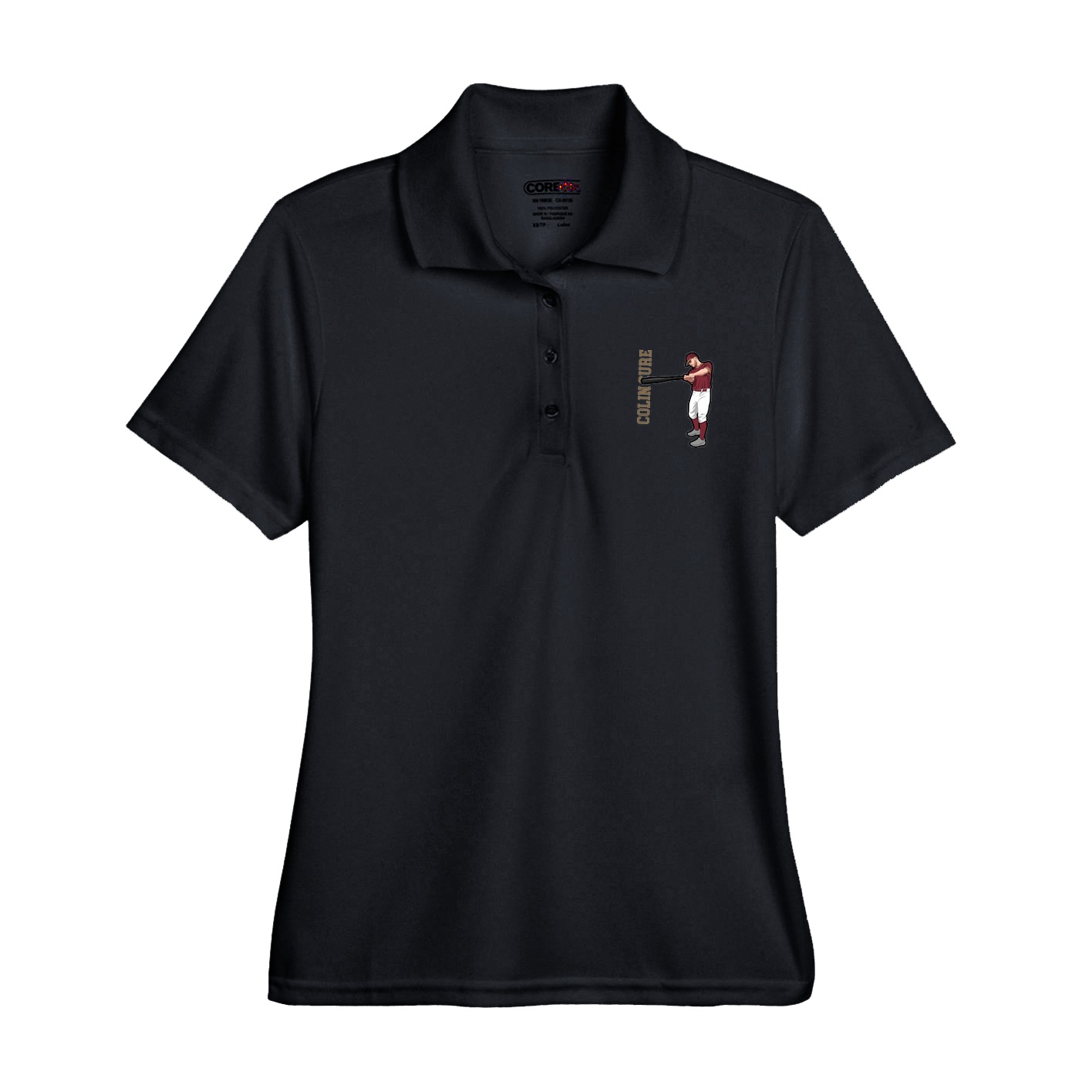 Womens Performance Polo — Name Vertical in Black