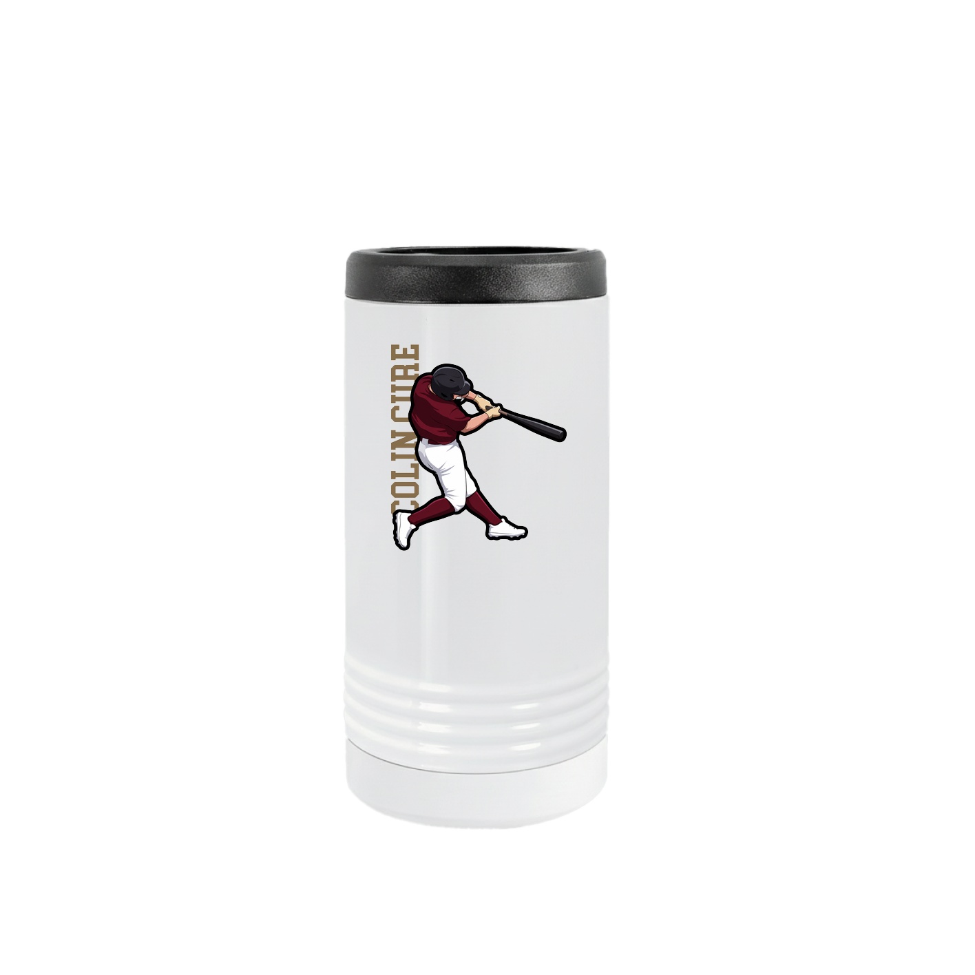 Slim Beverage Holder — Name Vertical in White