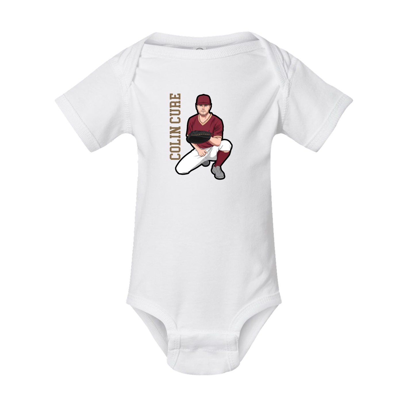 Baby Onesie — Name Vertical in White